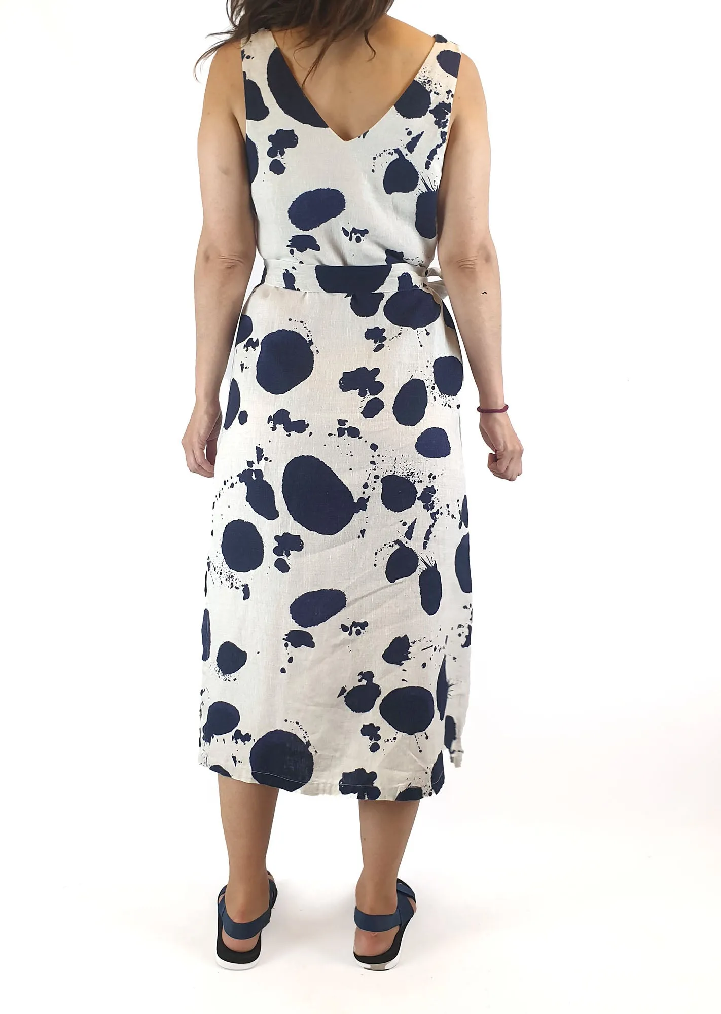 Gorman cream and navy splodge print dress size 8
