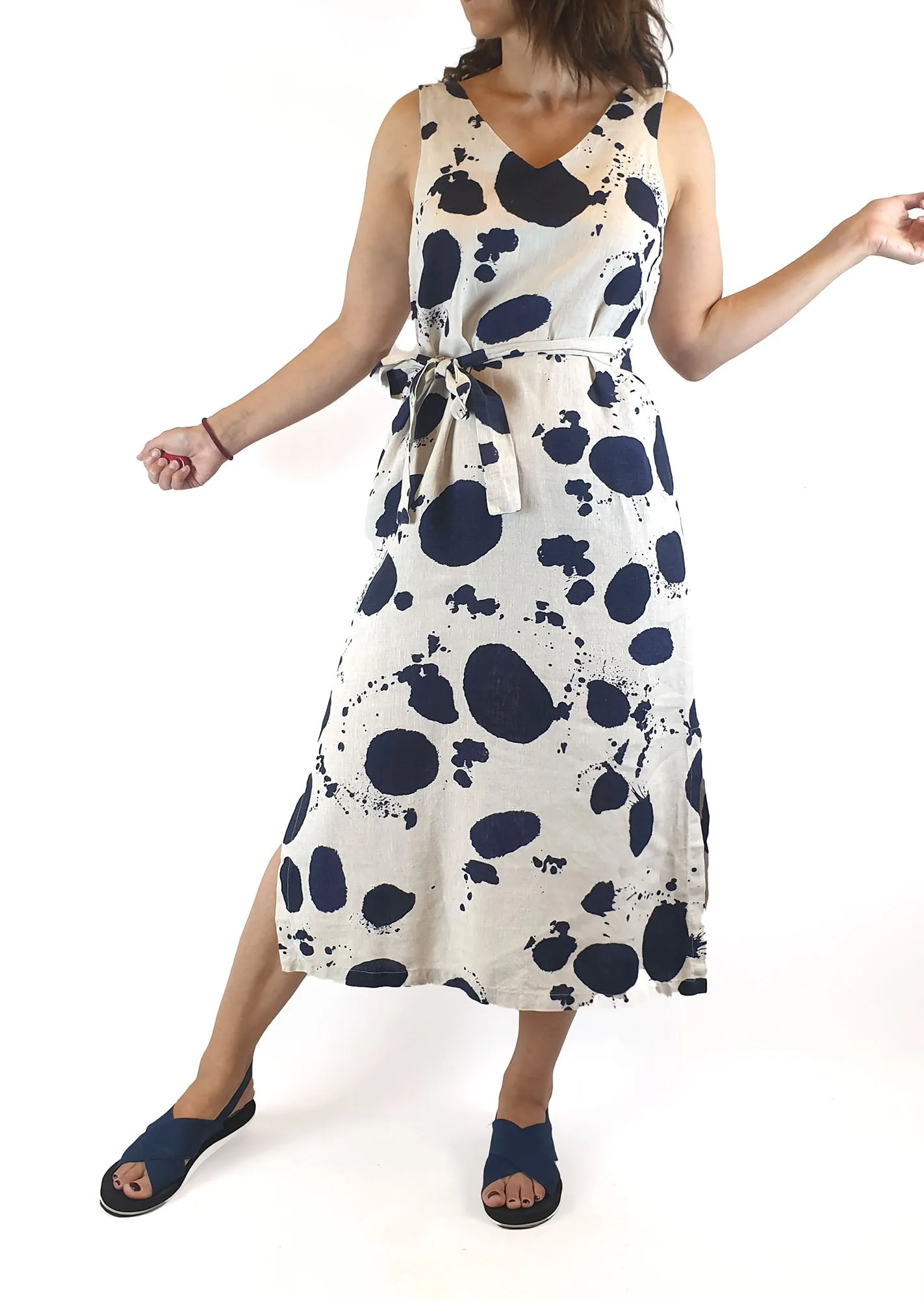 Gorman cream and navy splodge print dress size 8