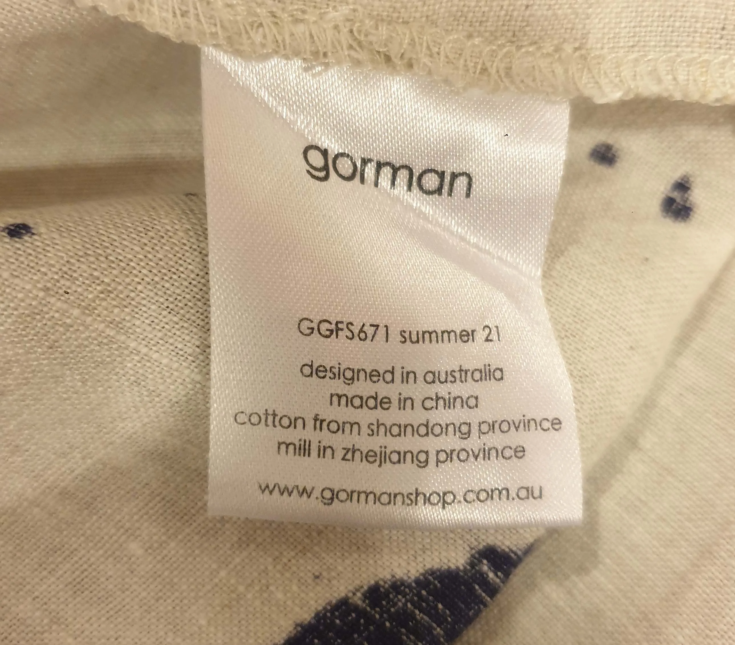 Gorman cream and navy splodge print dress size 8