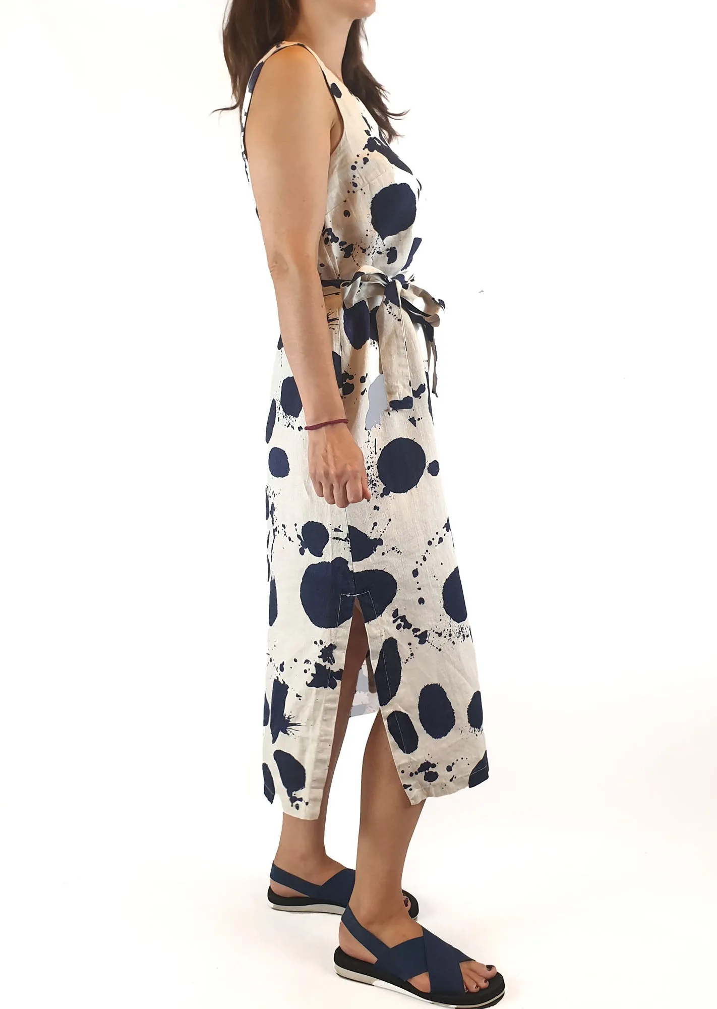 Gorman cream and navy splodge print dress size 8
