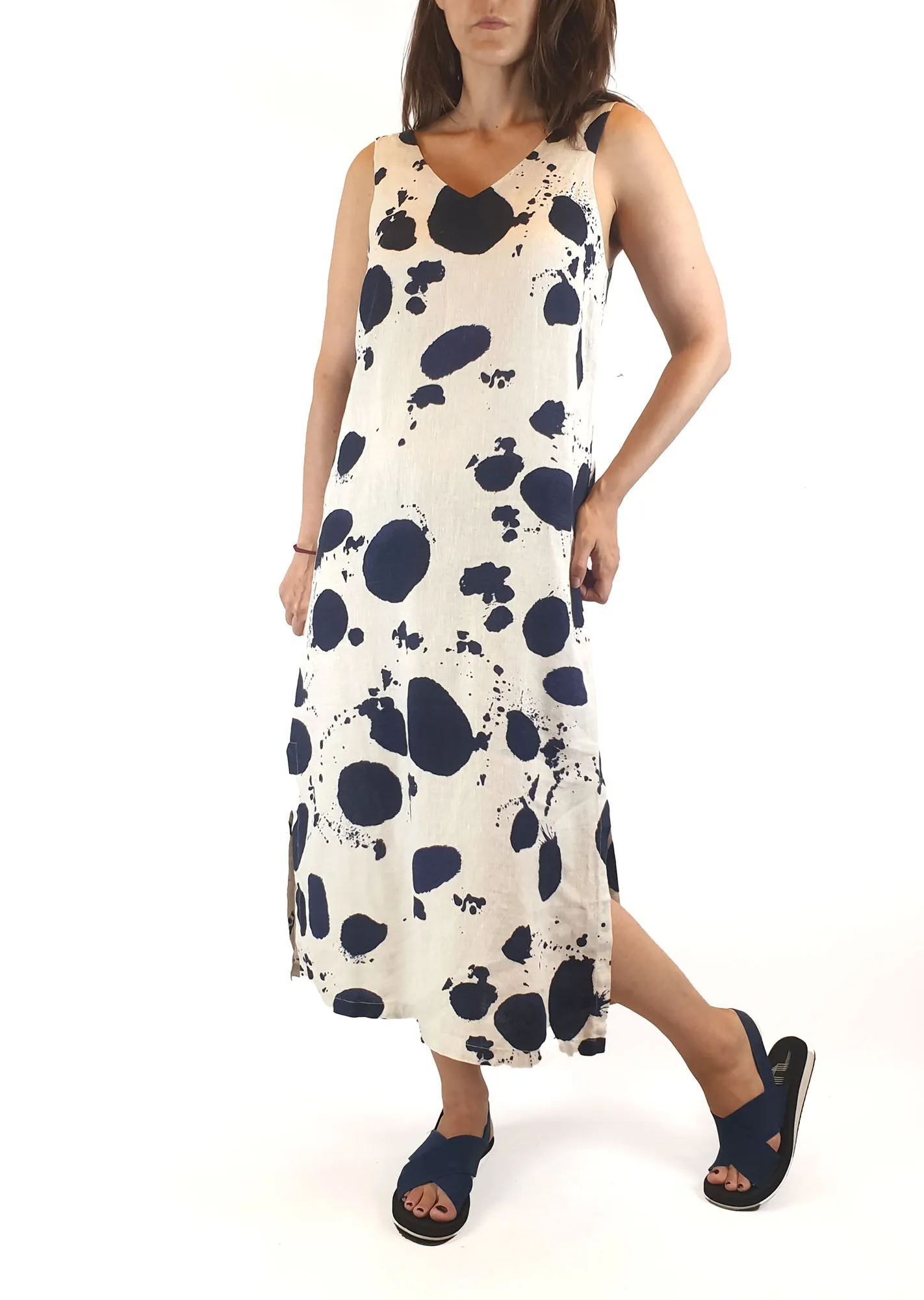 Gorman cream and navy splodge print dress size 8