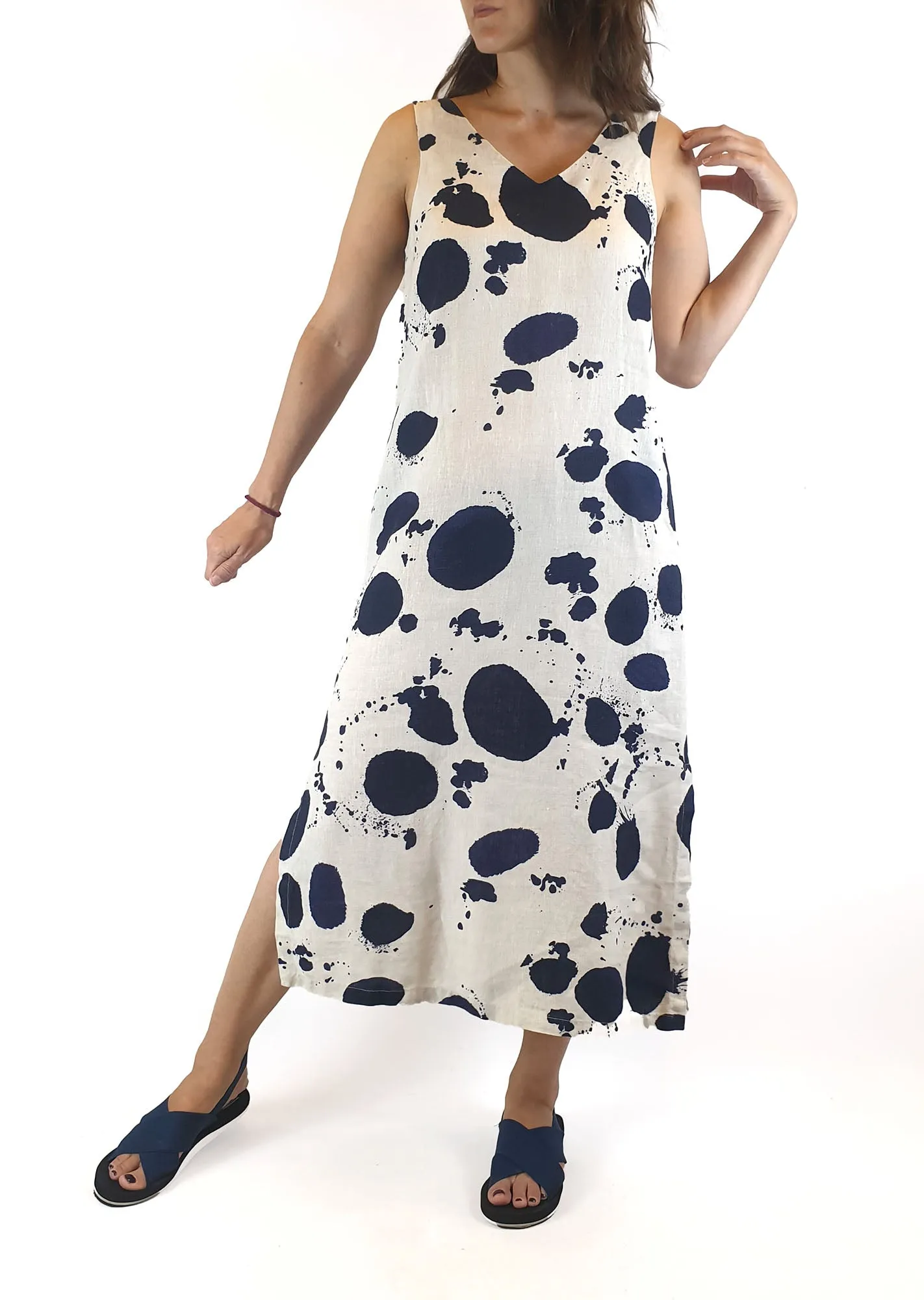 Gorman cream and navy splodge print dress size 8