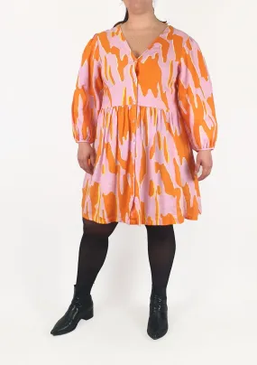 Gorman pink and orange print long sleeve dress size 14