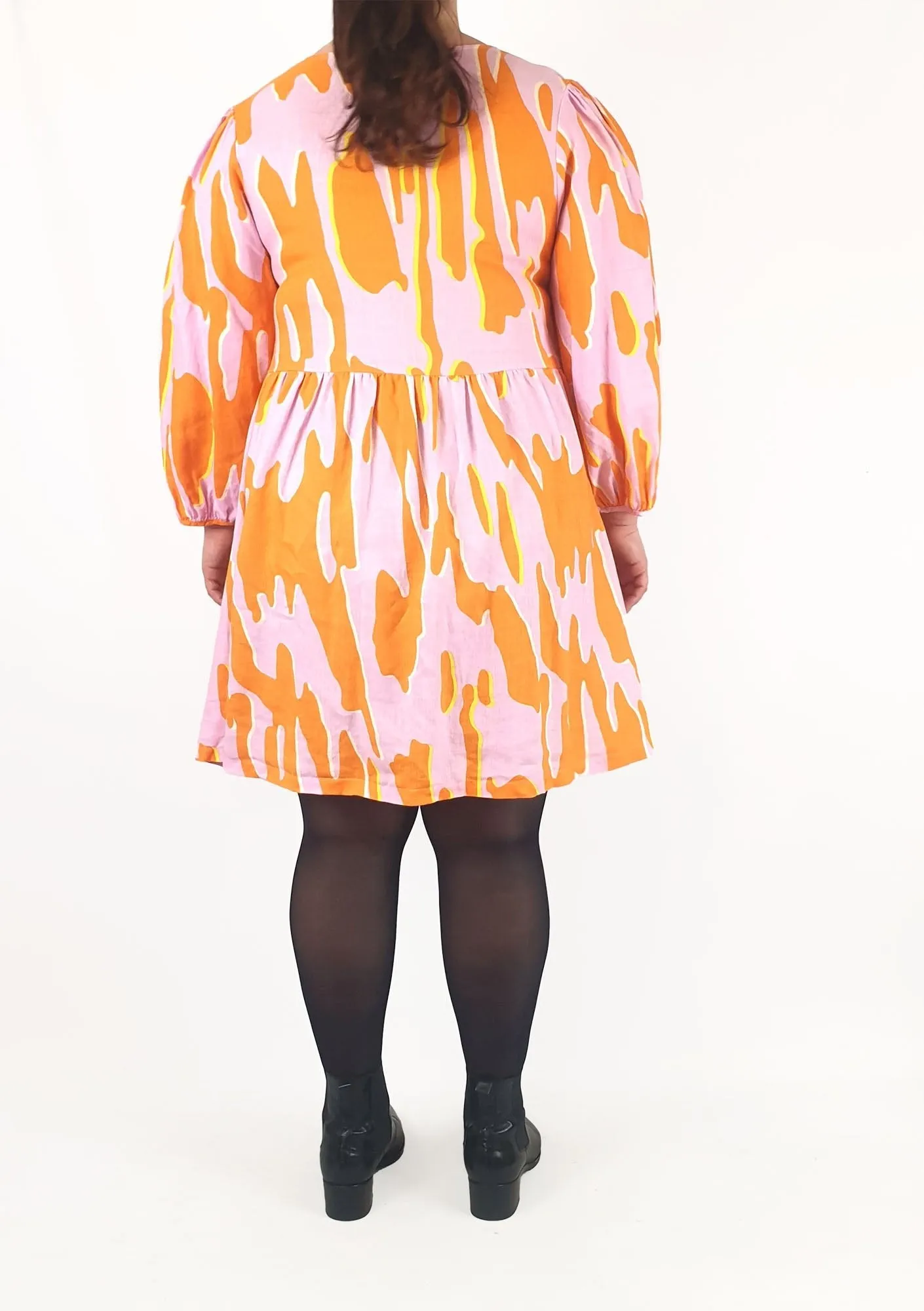 Gorman pink and orange print long sleeve dress size 14