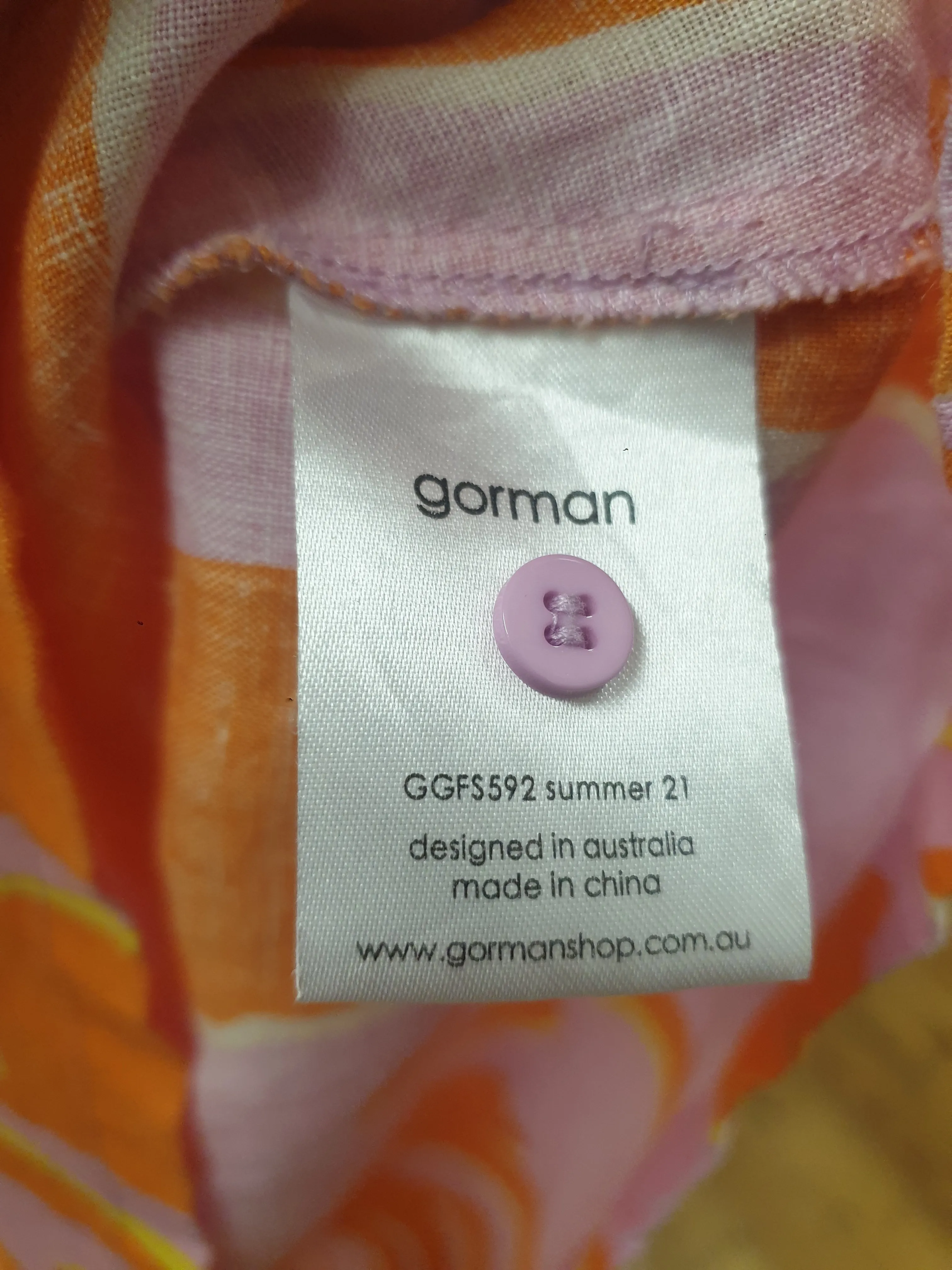 Gorman pink and orange print long sleeve dress size 14