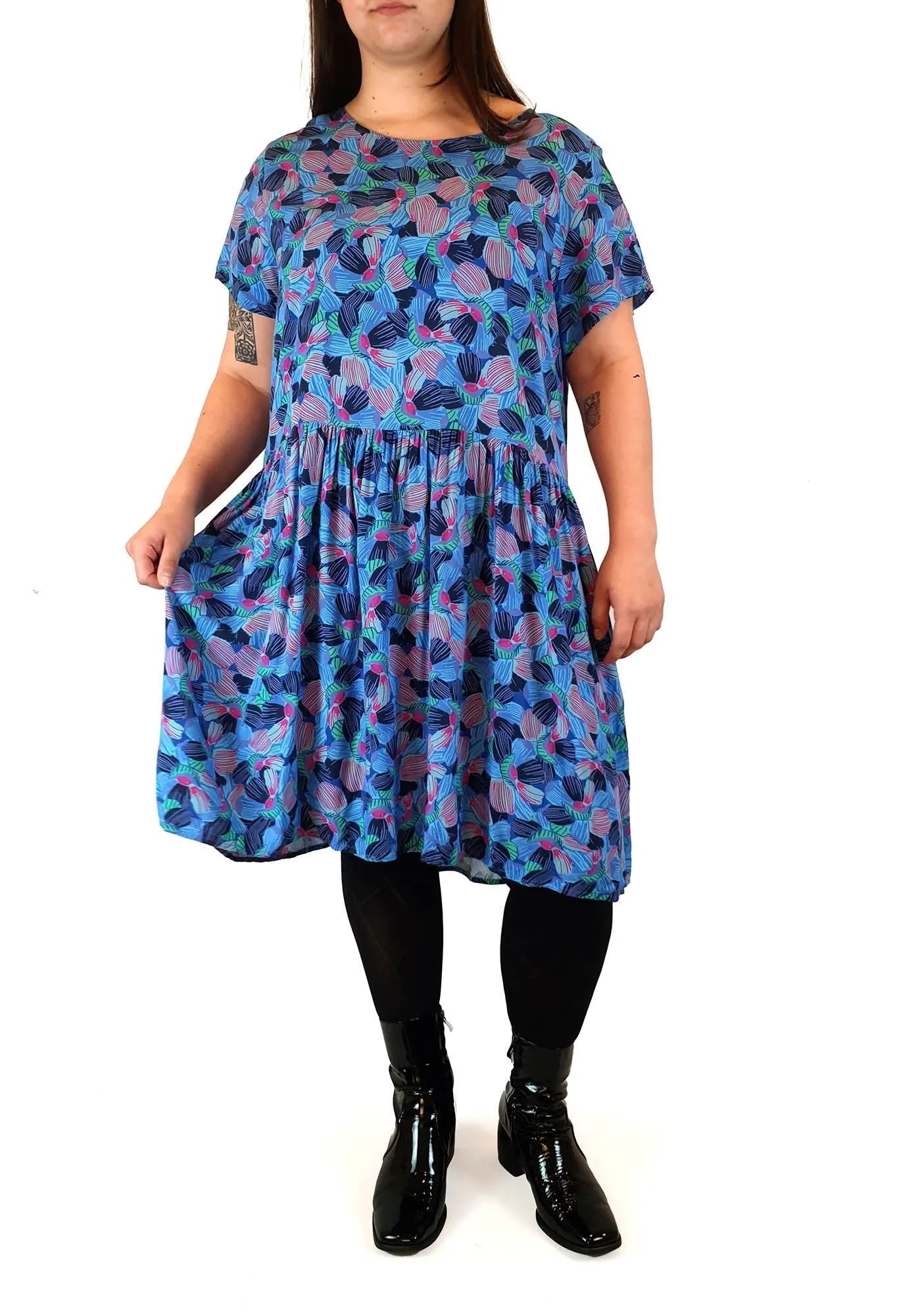 Harvest Lane blue floral print dress size 16