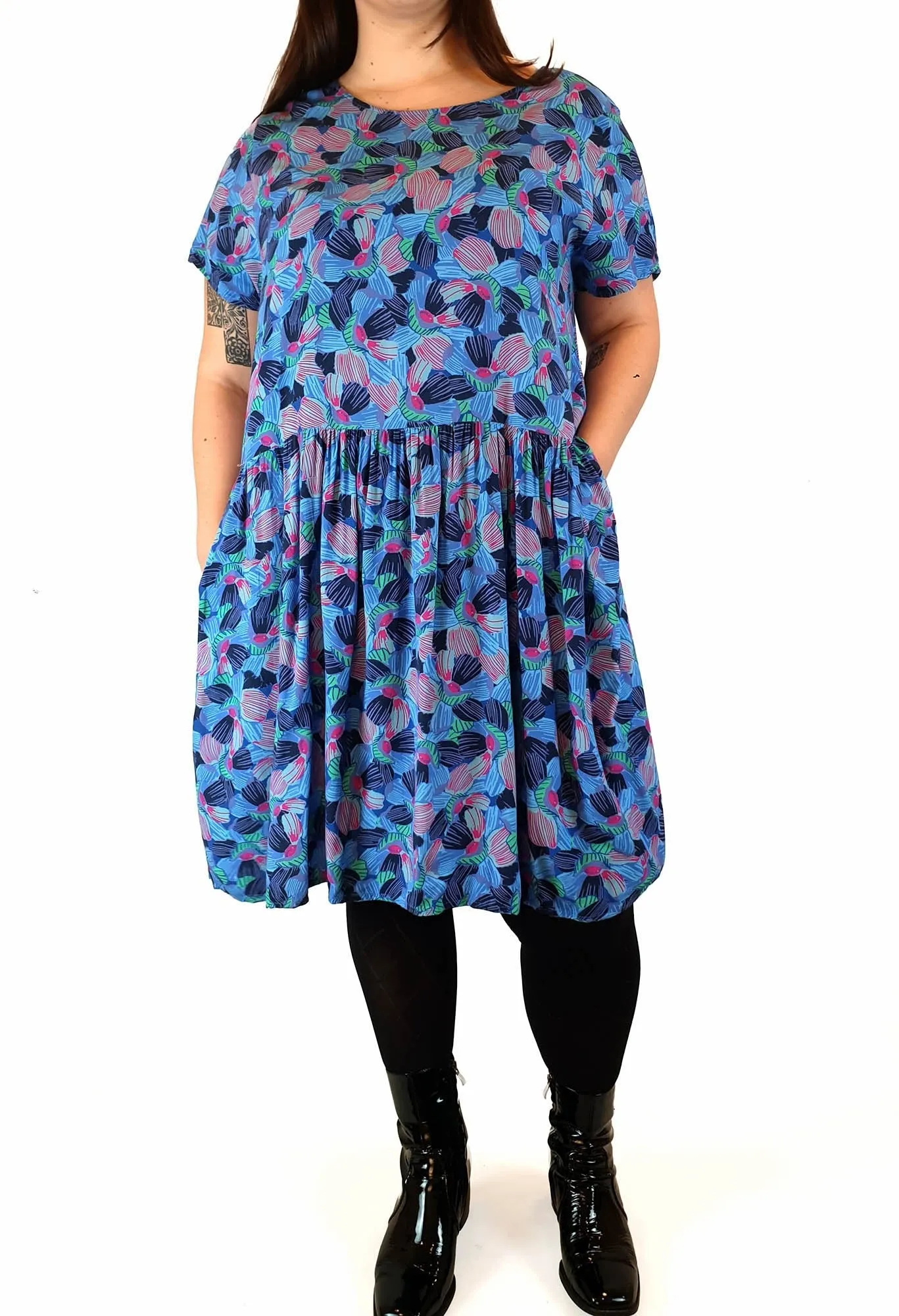 Harvest Lane blue floral print dress size 16