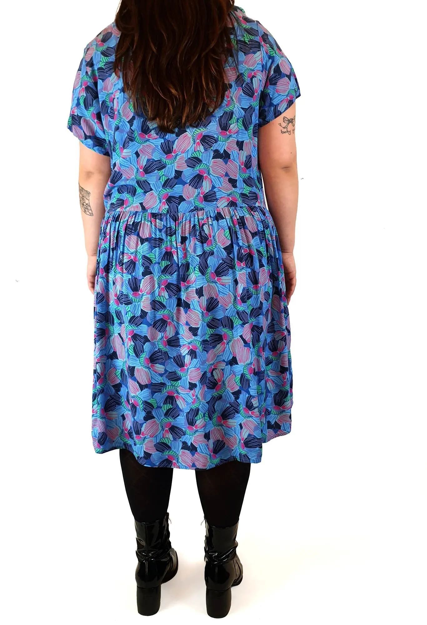 Harvest Lane blue floral print dress size 16
