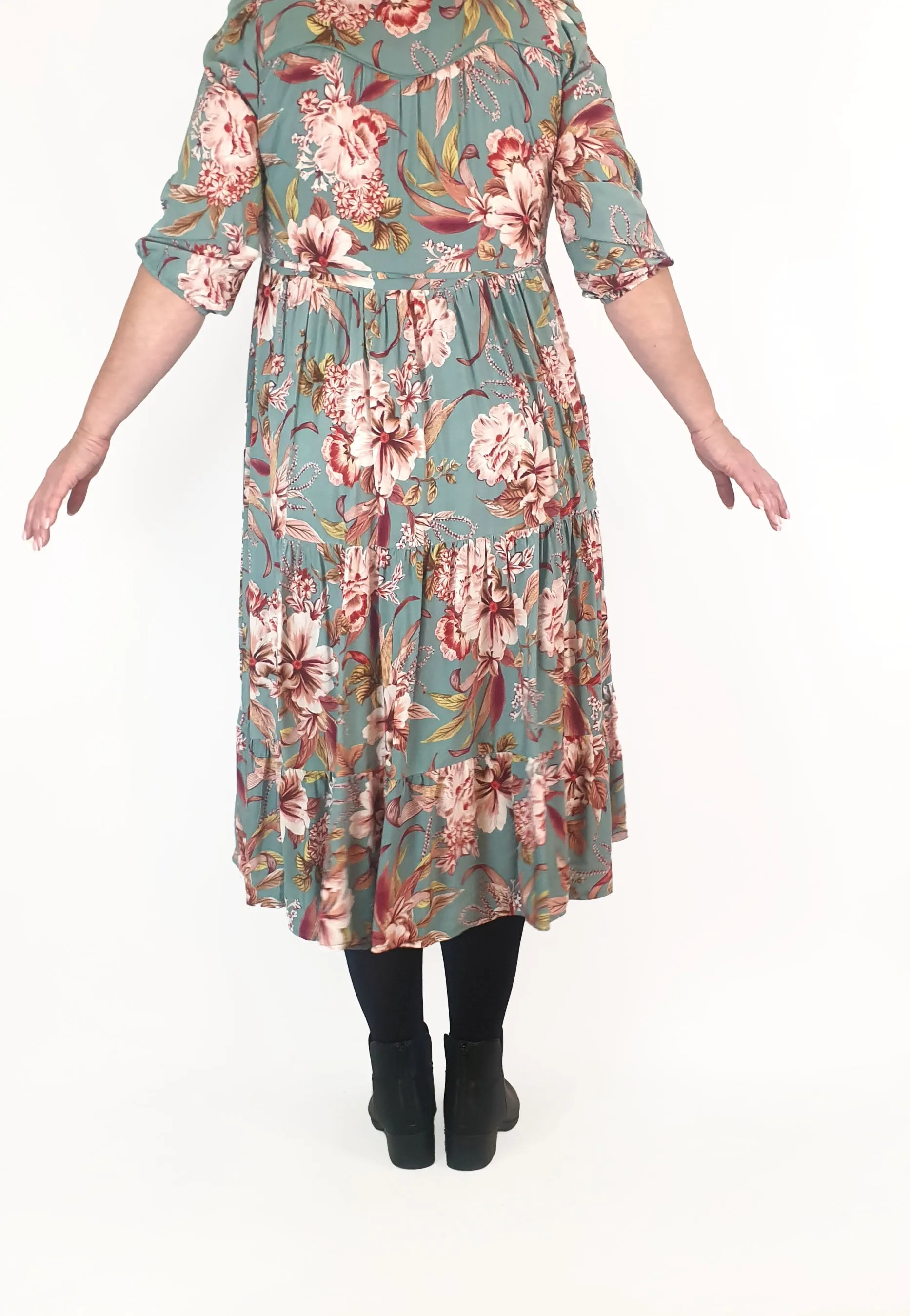 Jaase blue floral print half sleeve dress size XL