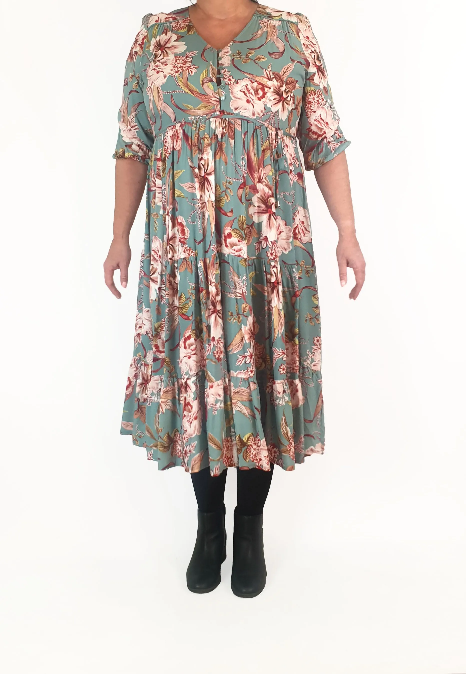 Jaase blue floral print half sleeve dress size XL