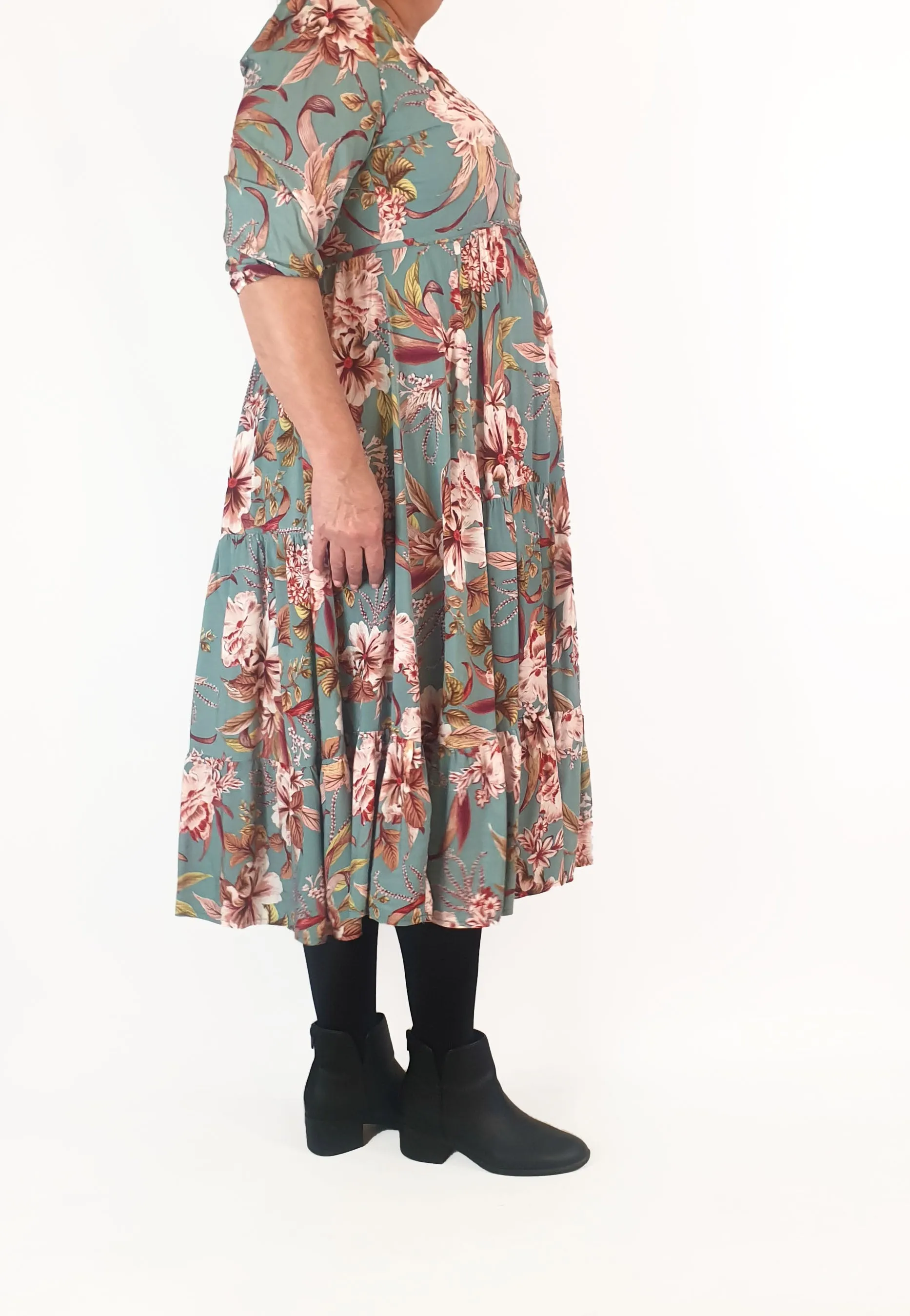 Jaase blue floral print half sleeve dress size XL