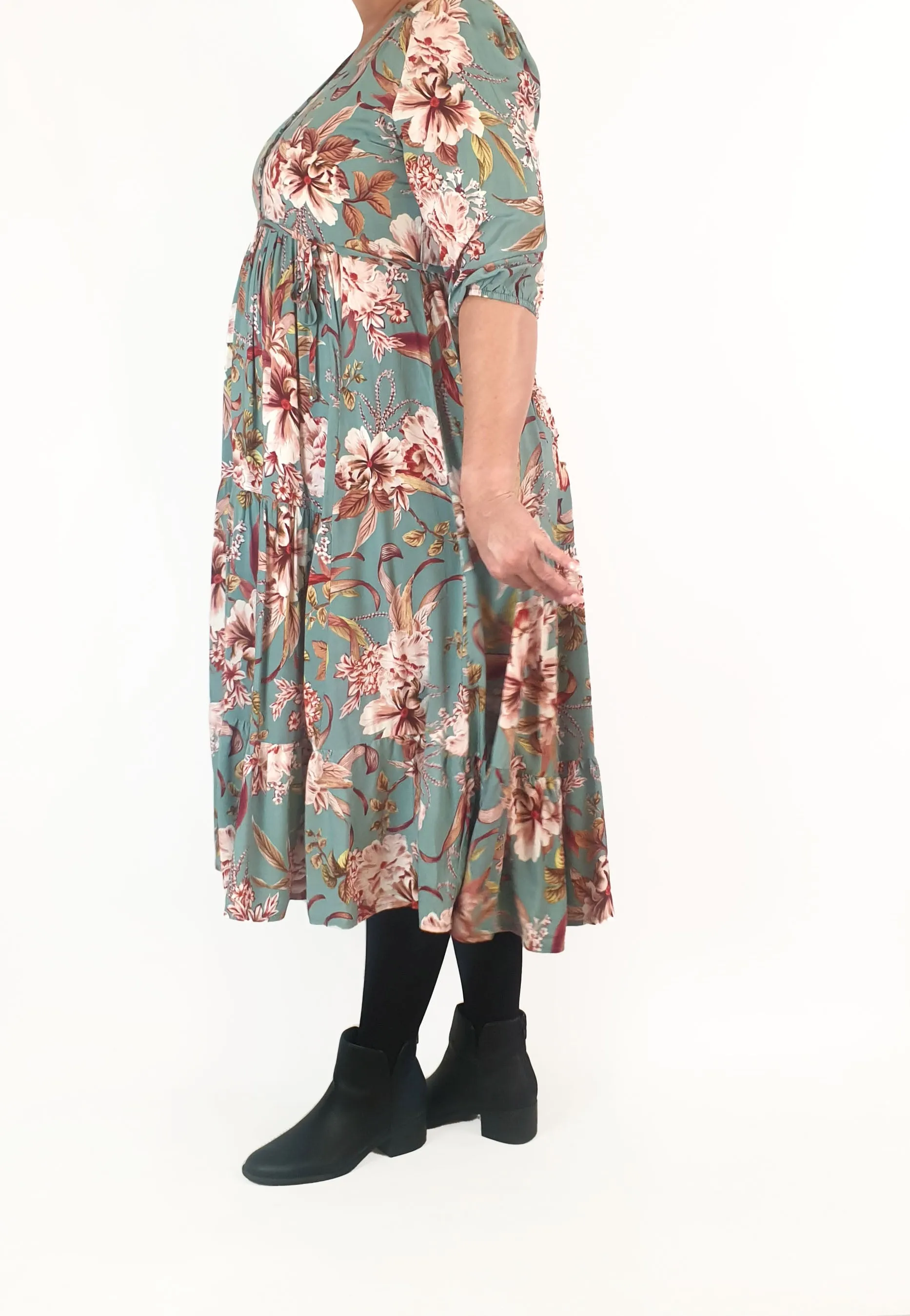 Jaase blue floral print half sleeve dress size XL