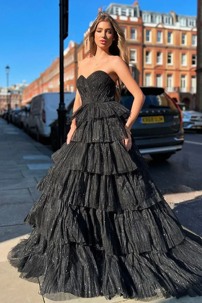 J'ADORE  AUSTRALIA MULTI TIERED TULLE  GOWN - shimmering  tulle