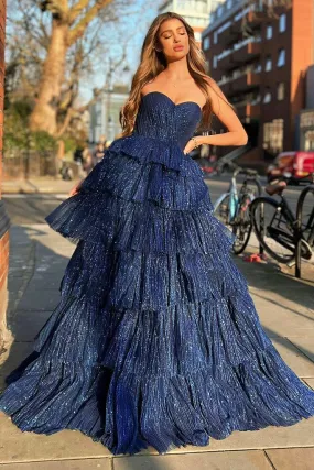 J'ADORE  AUSTRALIA MULTI TIERED TULLE  GOWN - shimmering  tulle