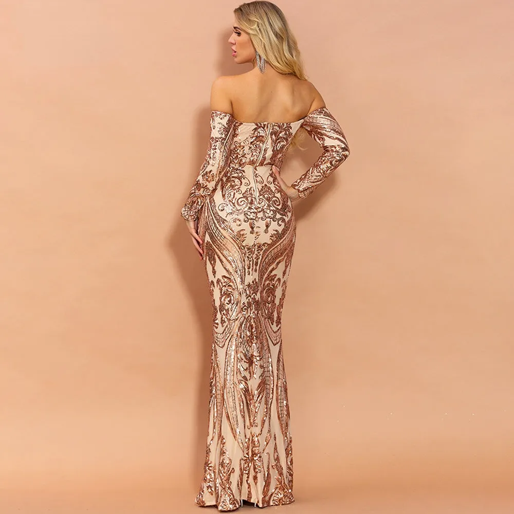 JuliaFashion - 2024 Sexy Off the Shoulder Sequin Party Dress