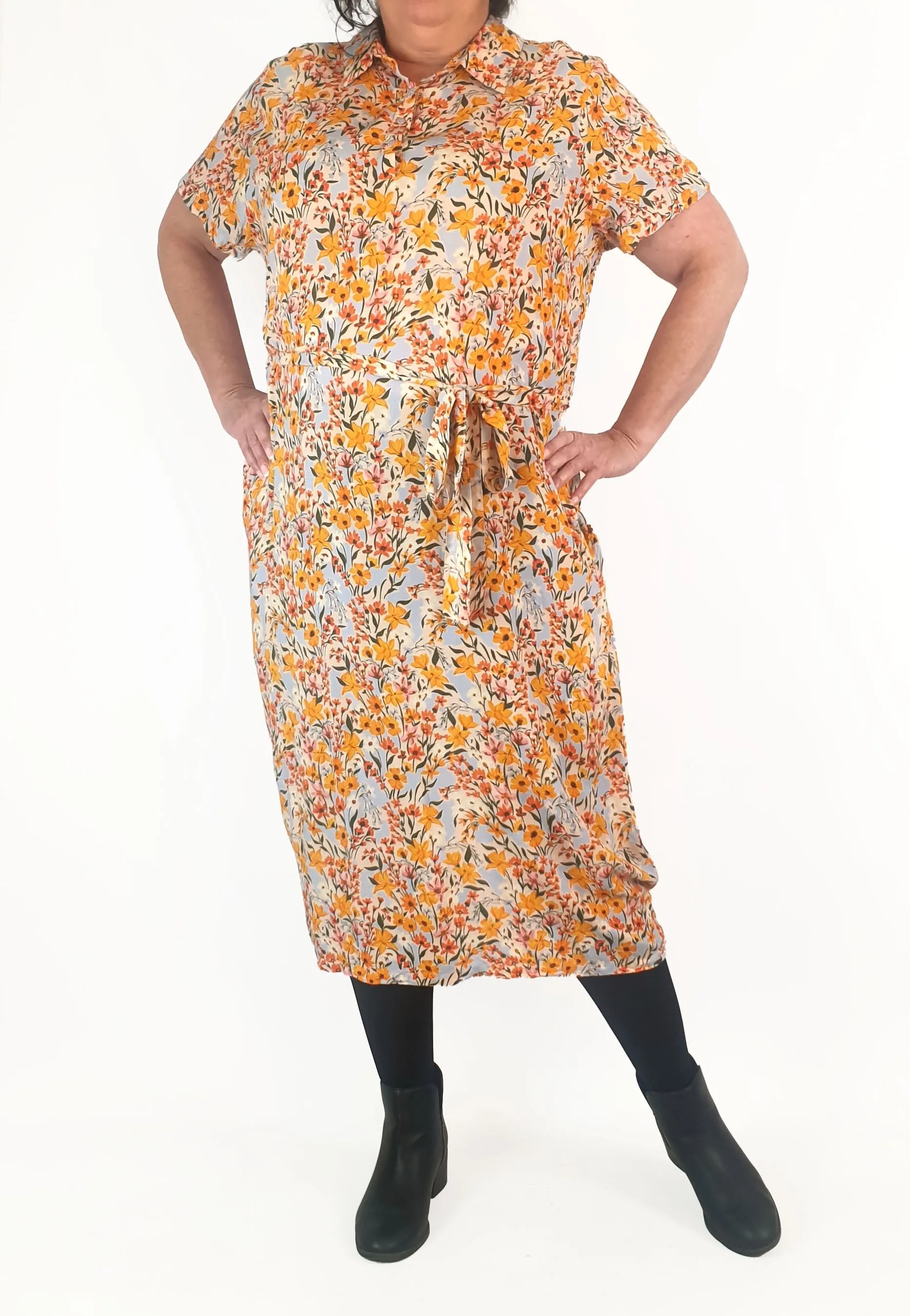 Kholo blue and yellow floral print dress size 20