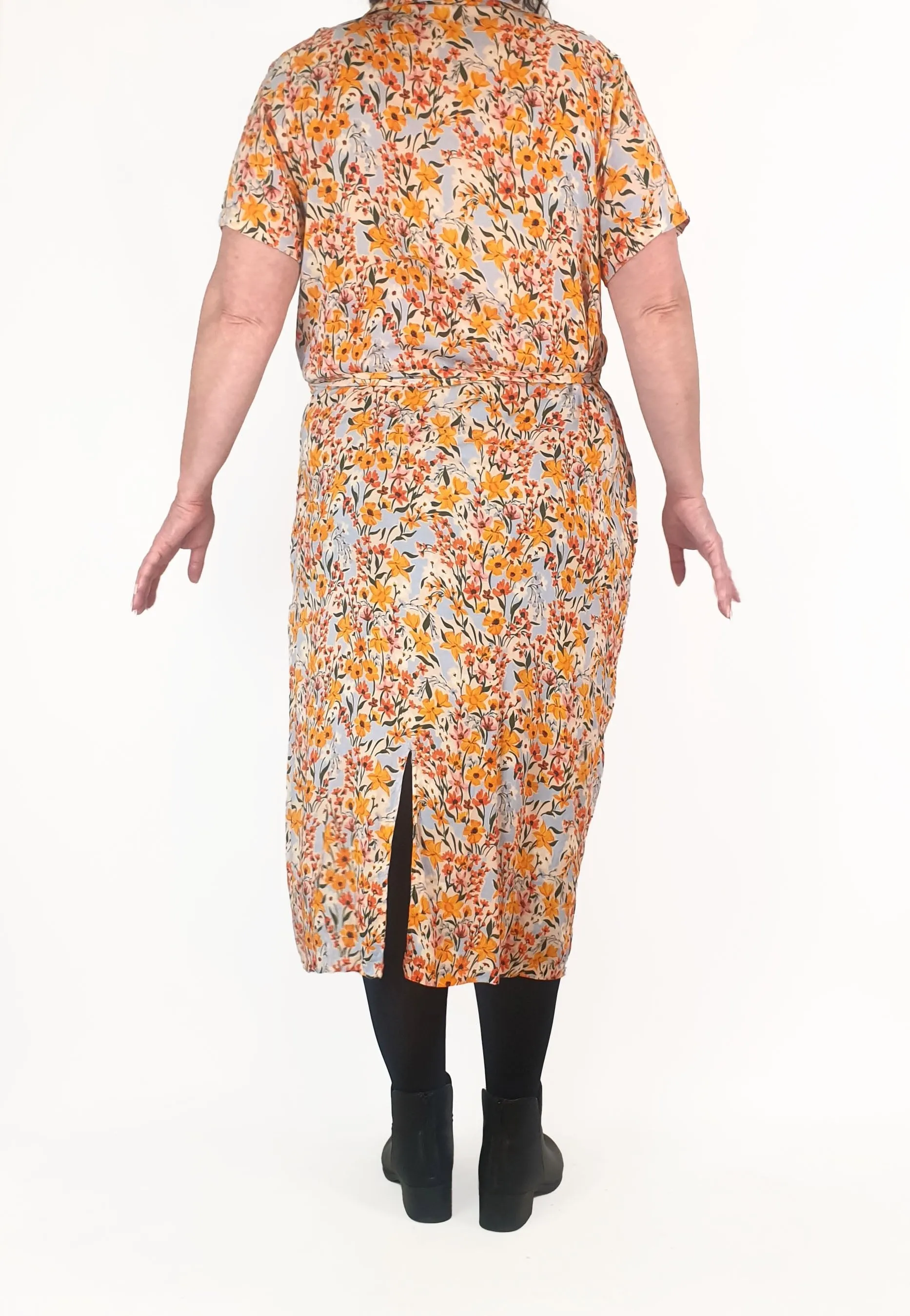 Kholo blue and yellow floral print dress size 20