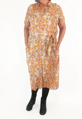 Kholo blue and yellow floral print dress size 20