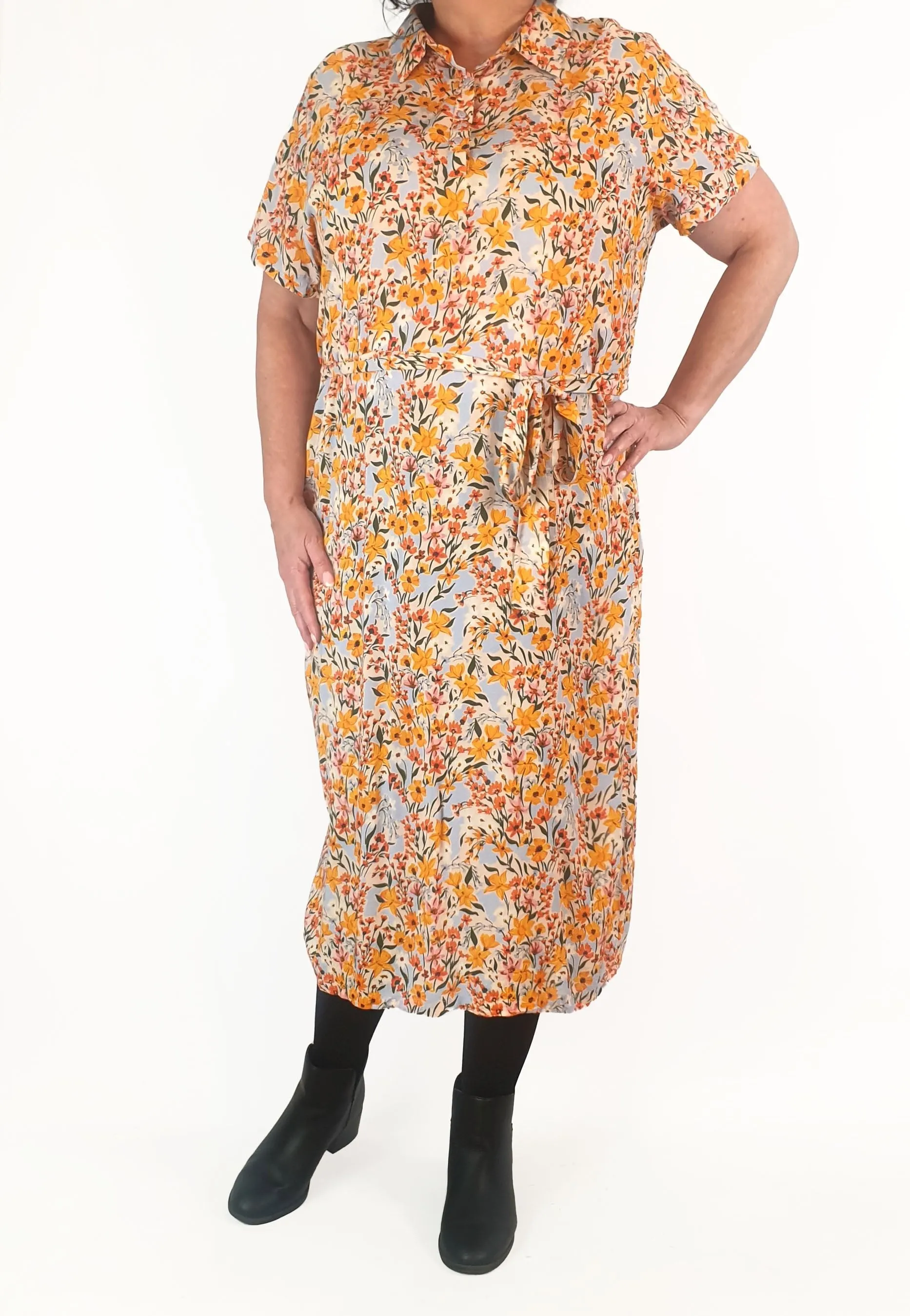 Kholo blue and yellow floral print dress size 20