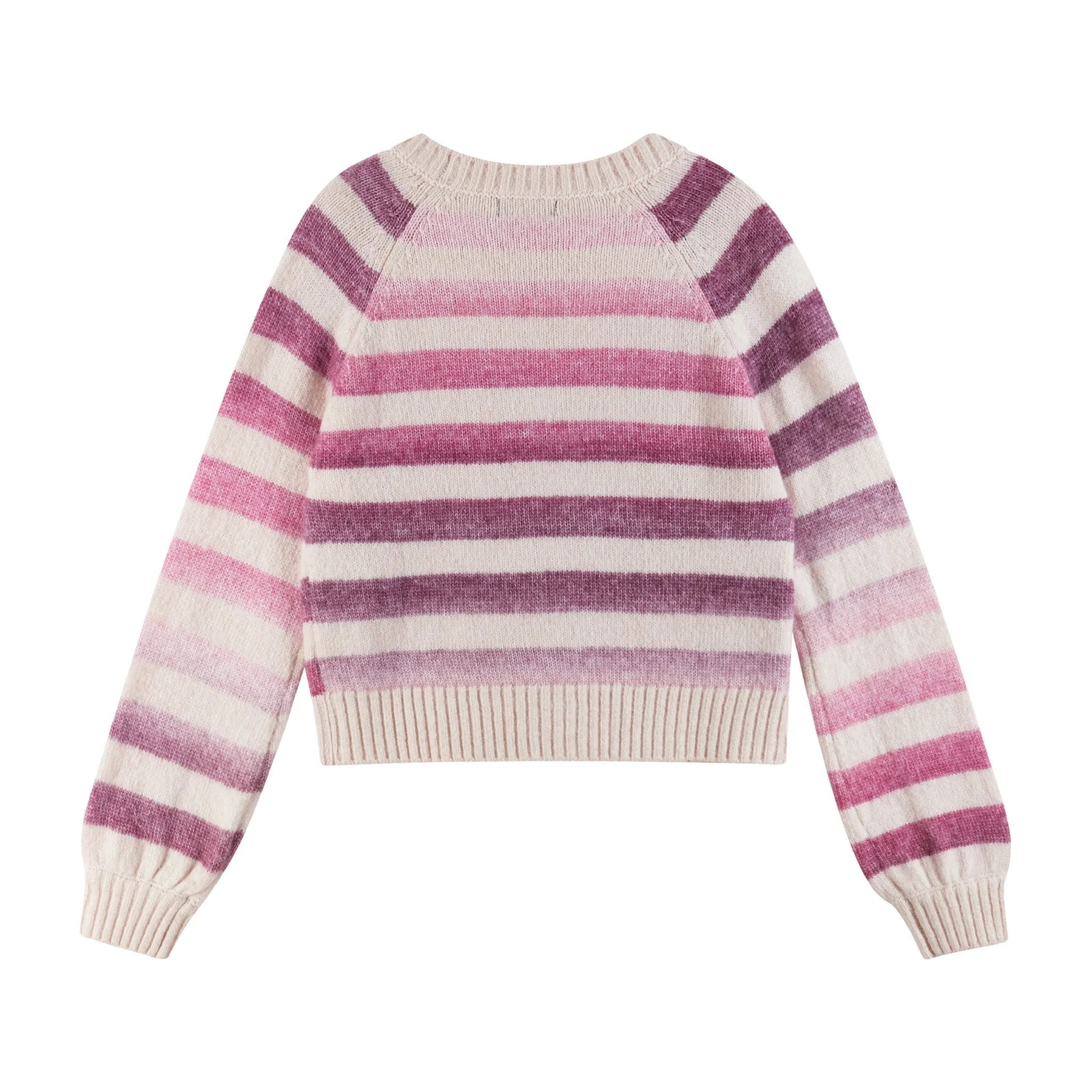 Kids (7-16) Oatmeal/Purple Ombre Stripe Cardigan