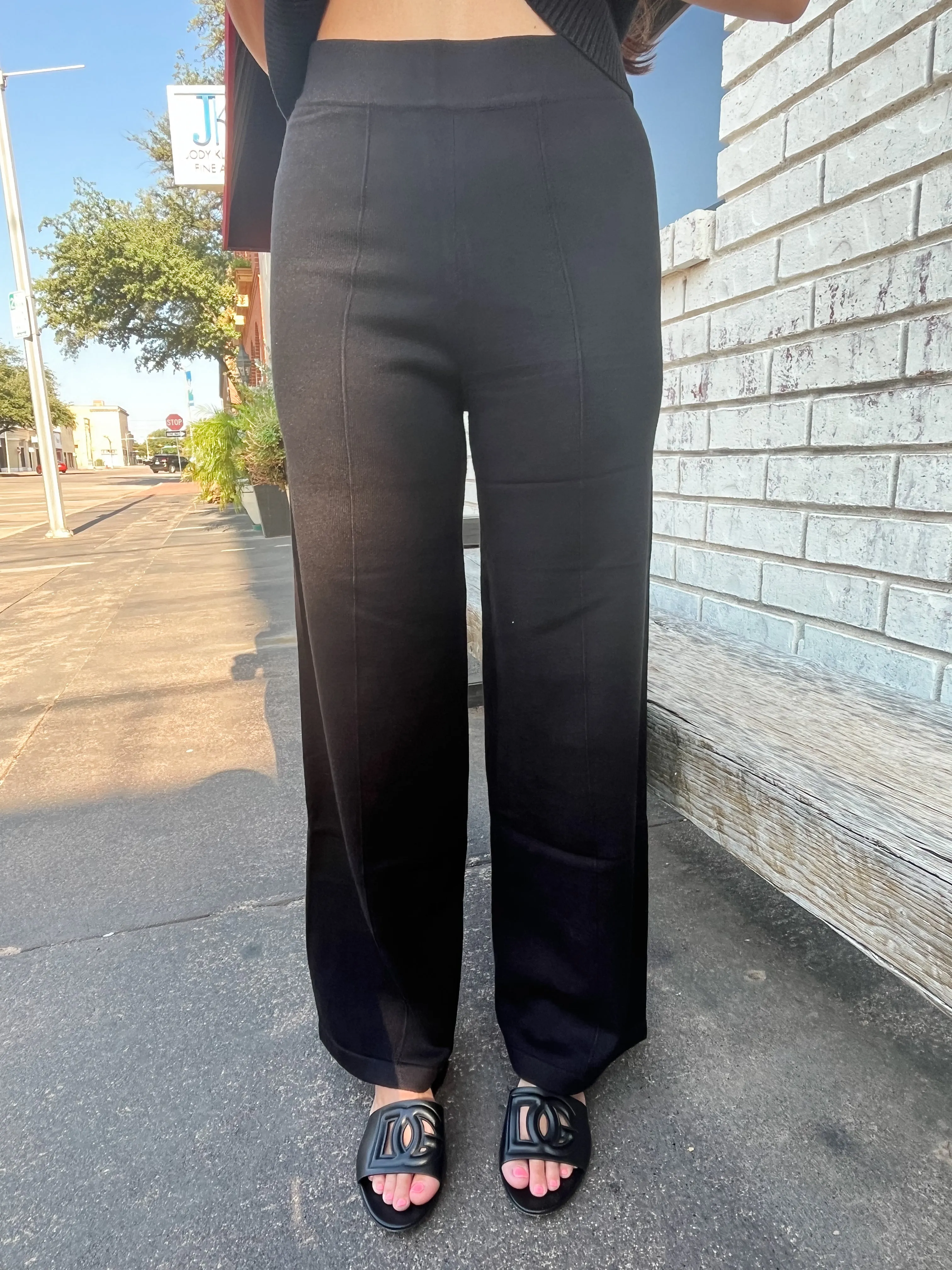 Knit Crop Pants - Black