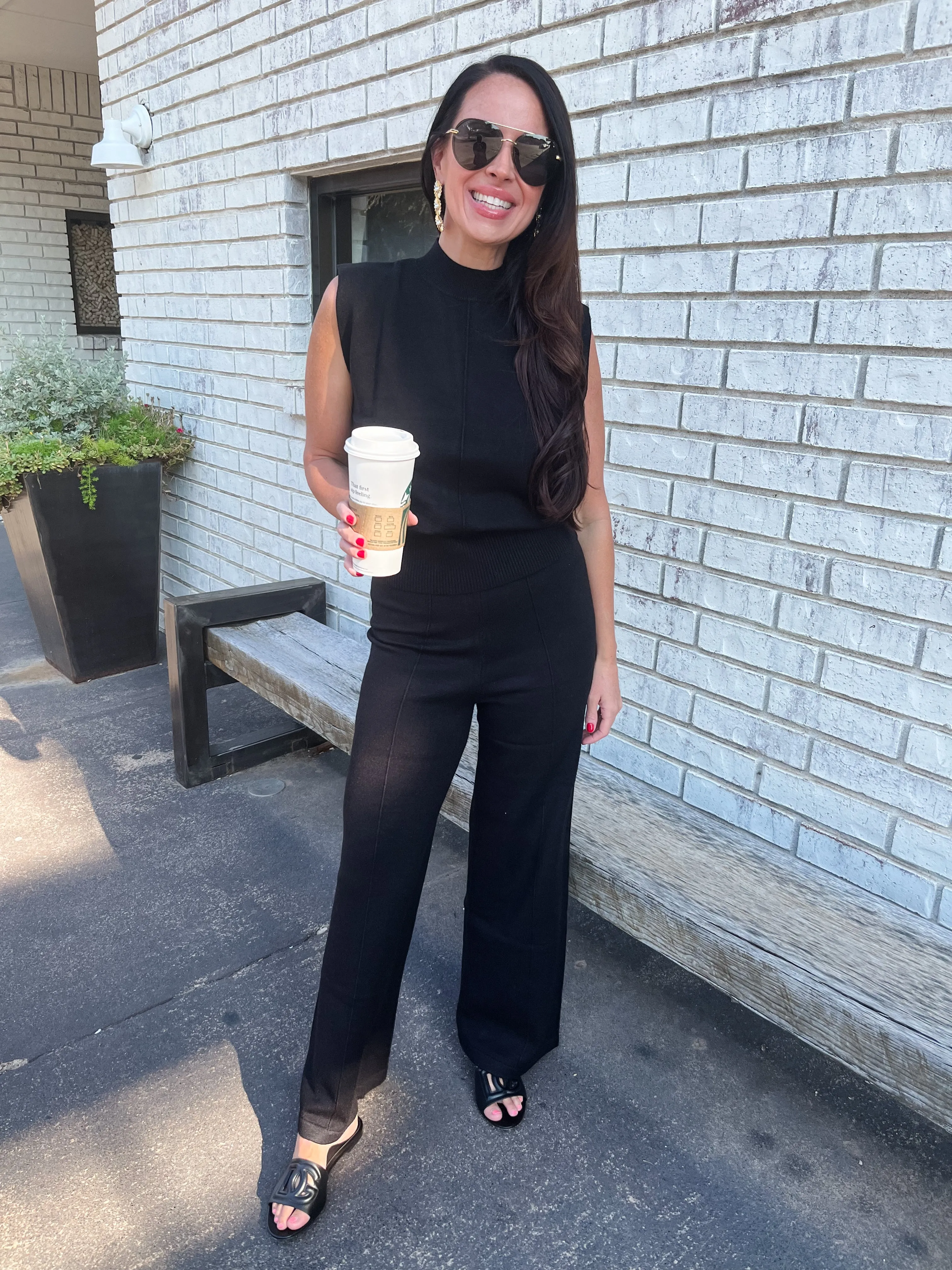 Knit Crop Pants - Black