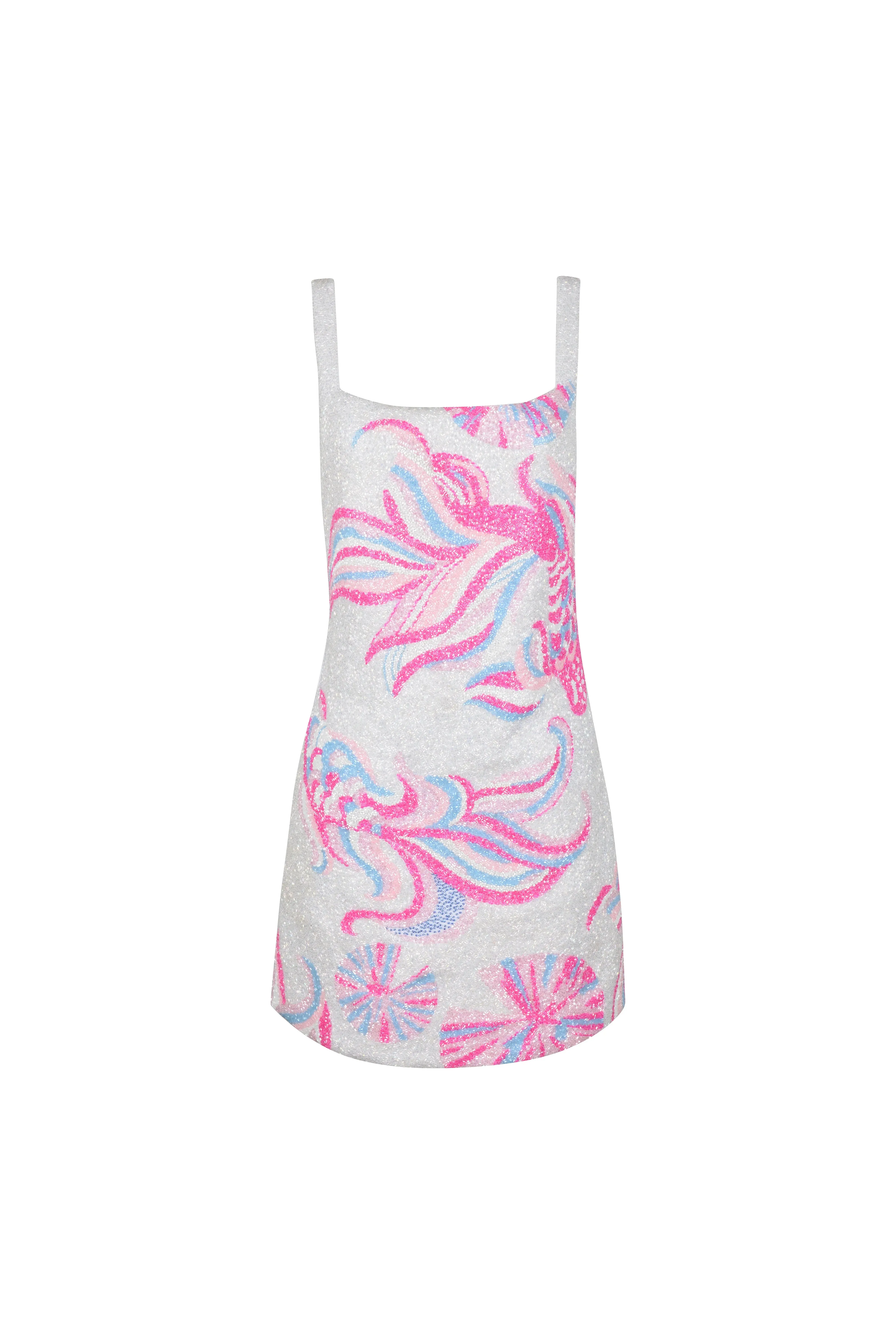 Koi Beaded Mini Dress White