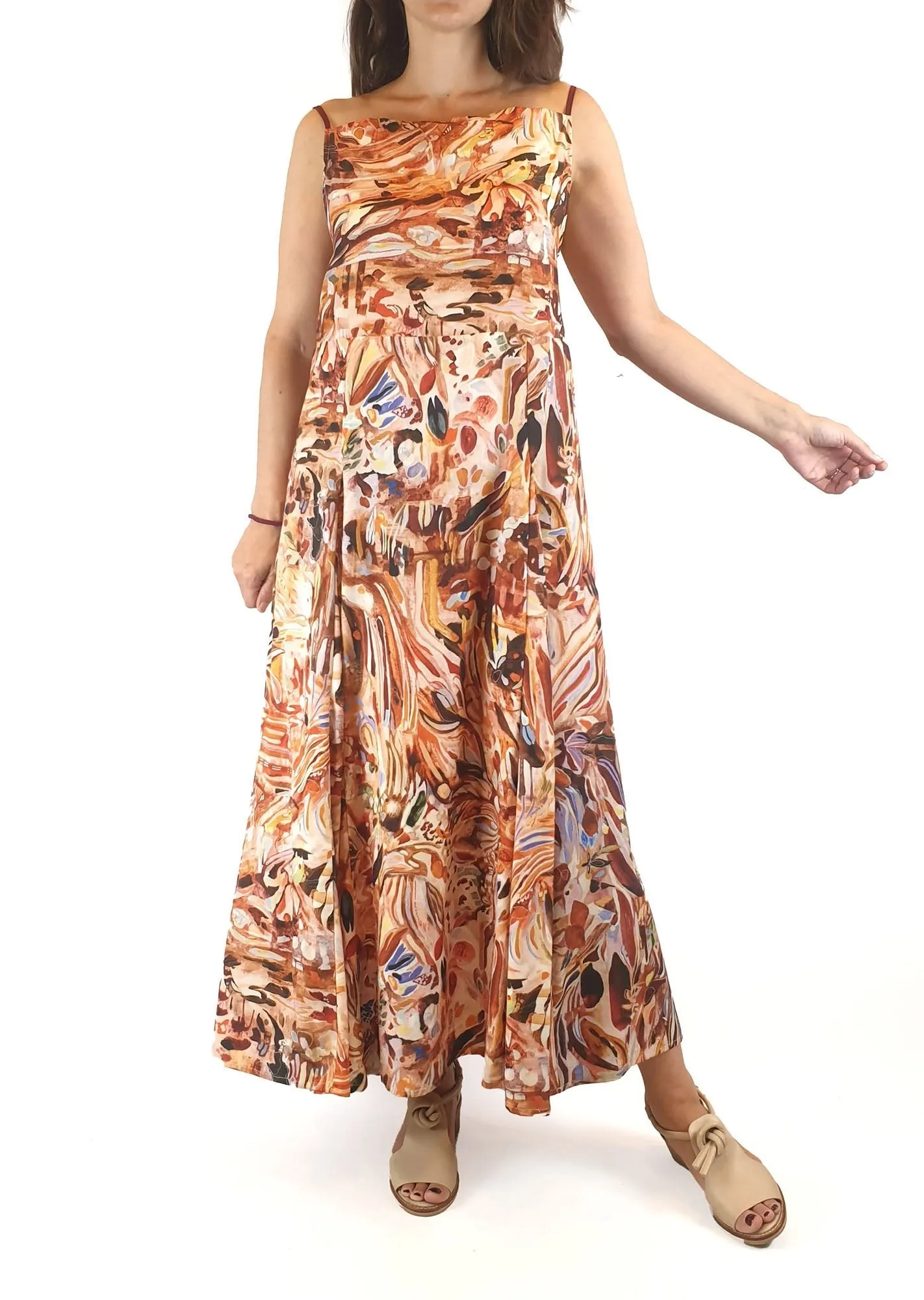 Kuwaii "first light" print maxi dress size 8 (as new, unworn