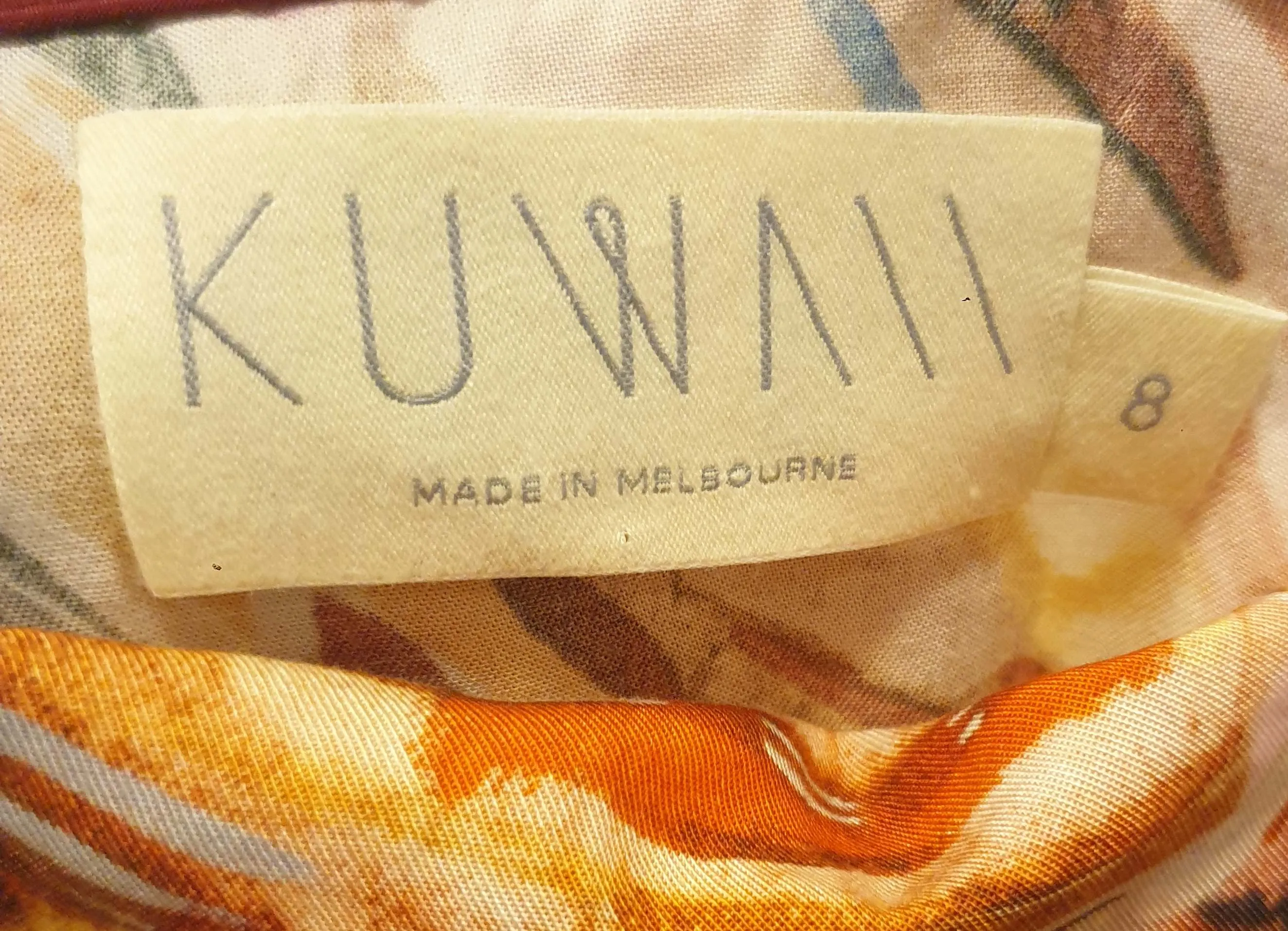 Kuwaii "first light" print maxi dress size 8 (as new, unworn