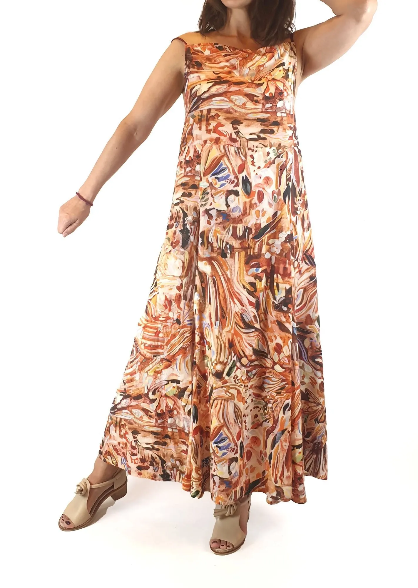Kuwaii "first light" print maxi dress size 8 (as new, unworn