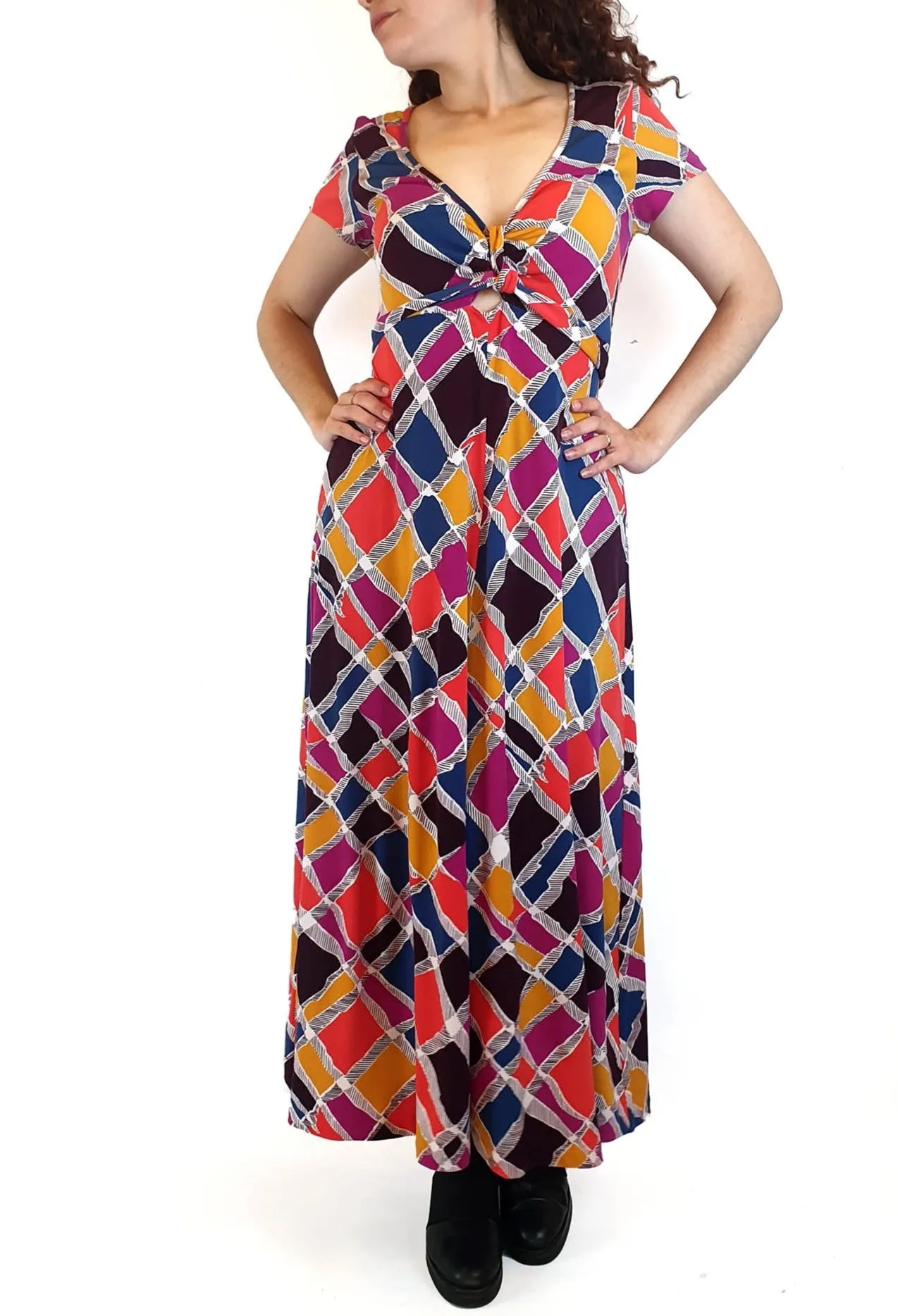 Leona Edminston colourful short sleeve dress size 1, best fits size 10