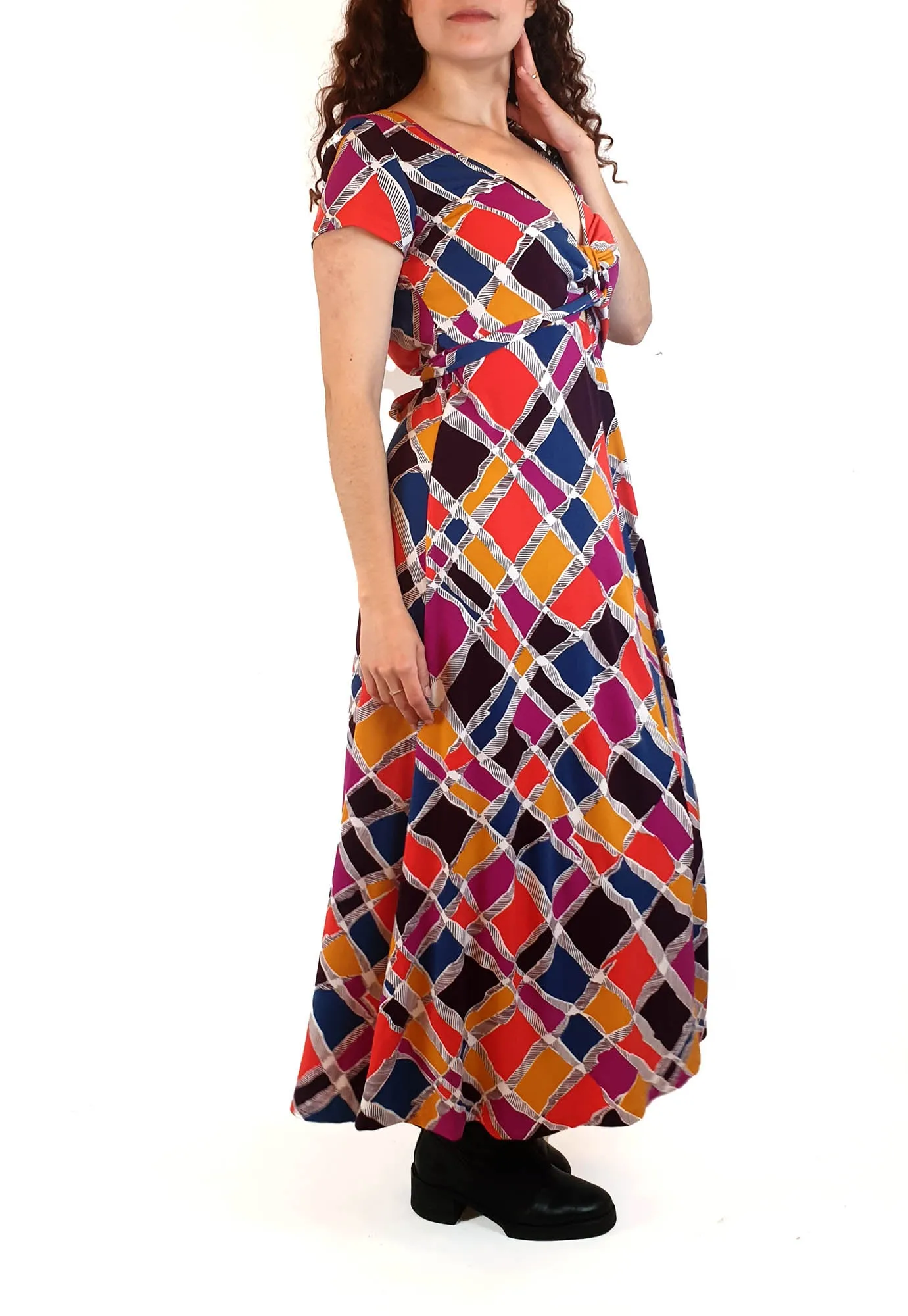 Leona Edminston colourful short sleeve dress size 1, best fits size 10