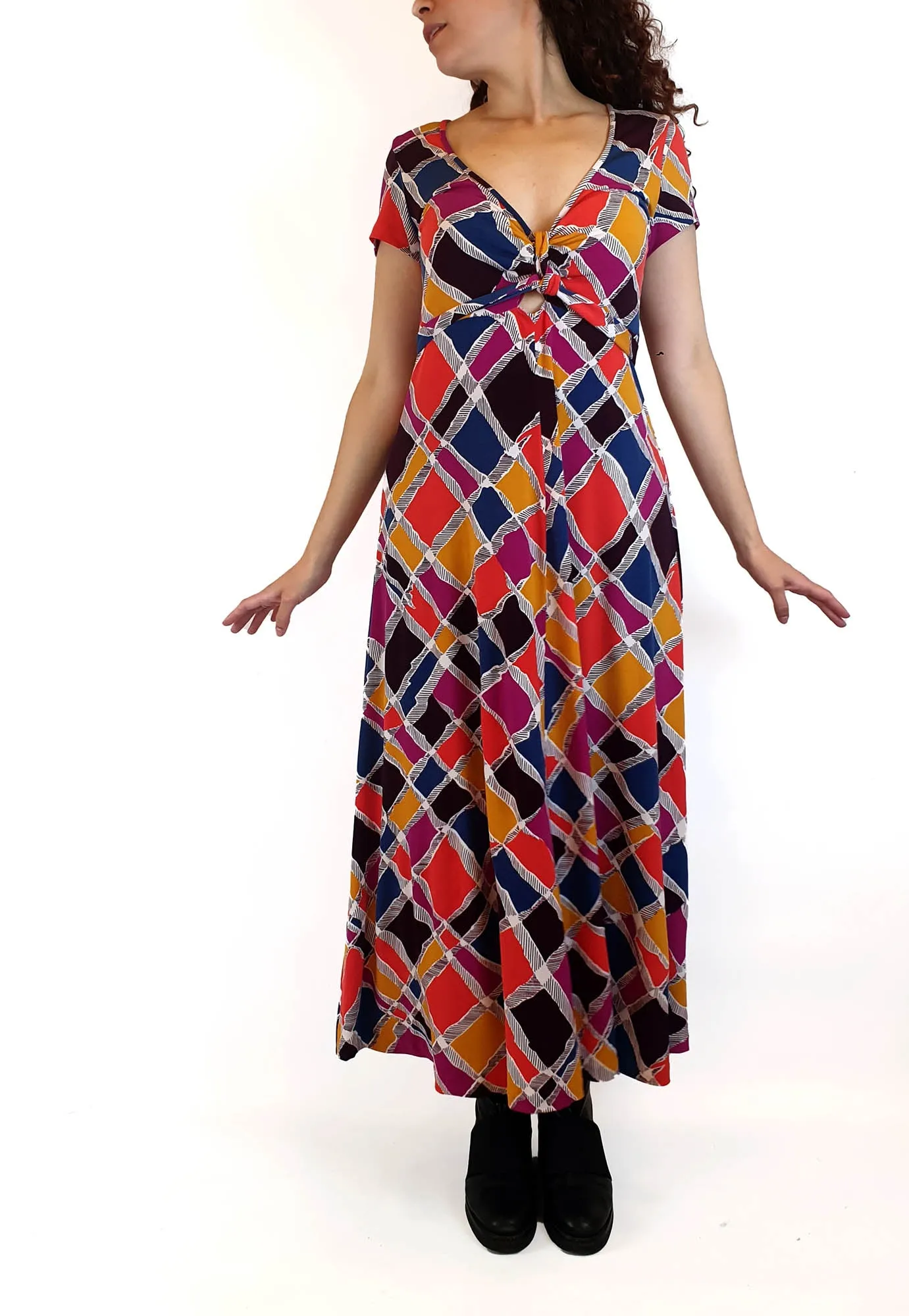 Leona Edminston colourful short sleeve dress size 1, best fits size 10