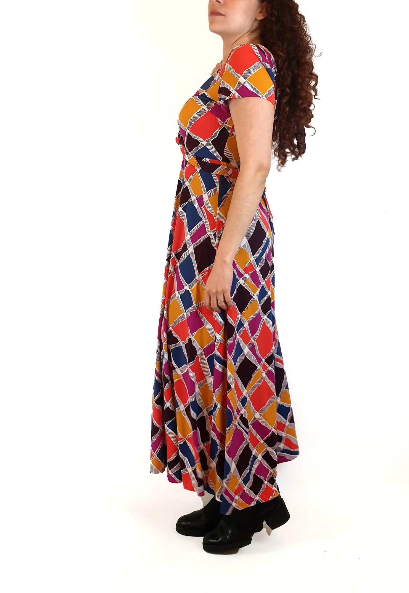 Leona Edminston colourful short sleeve dress size 1, best fits size 10
