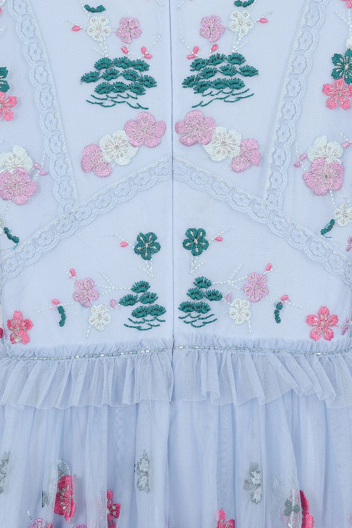 Linnea Light Blue Floral Embroidered Maxi Dress
