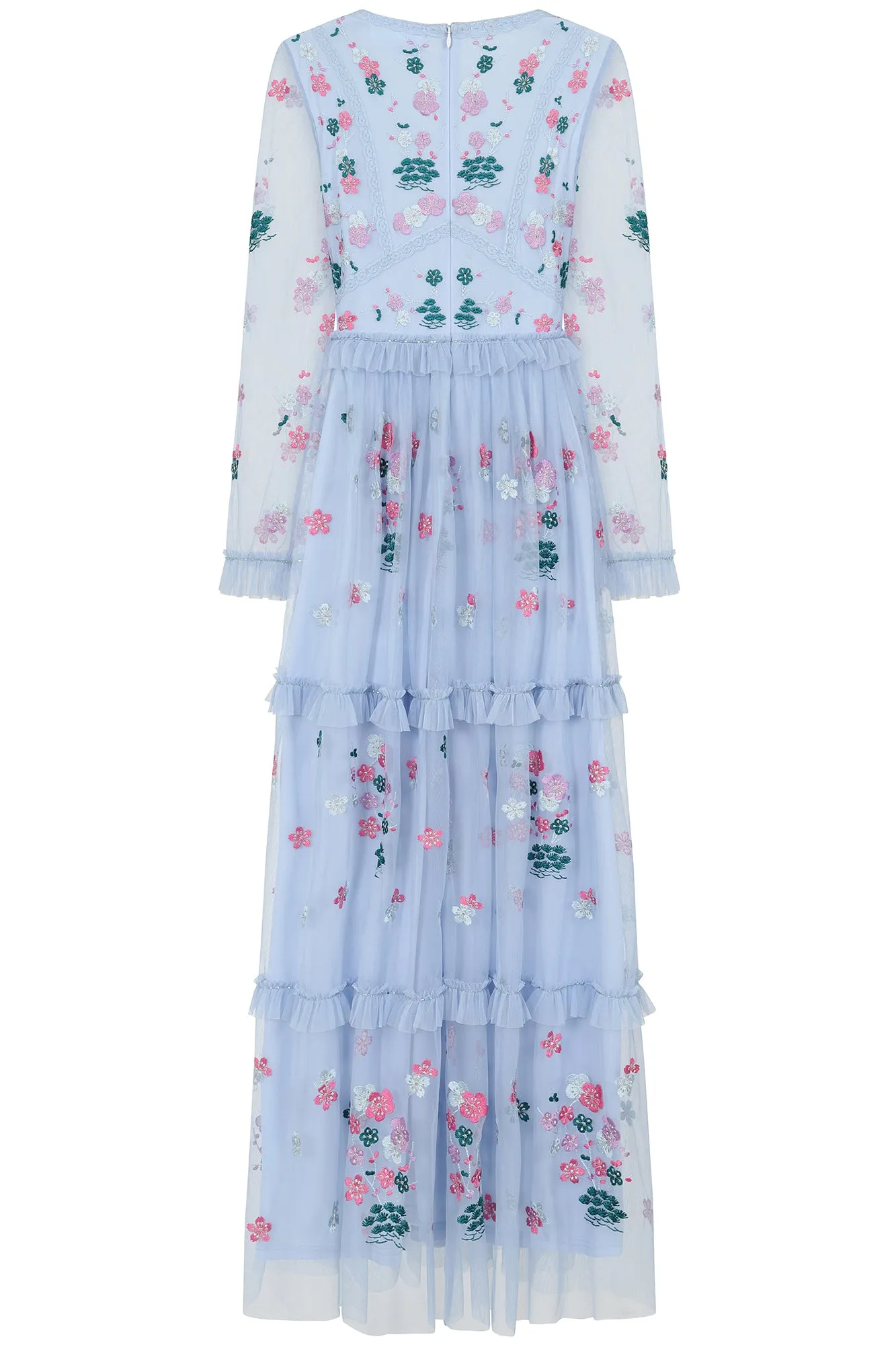 Linnea Light Blue Floral Embroidered Maxi Dress