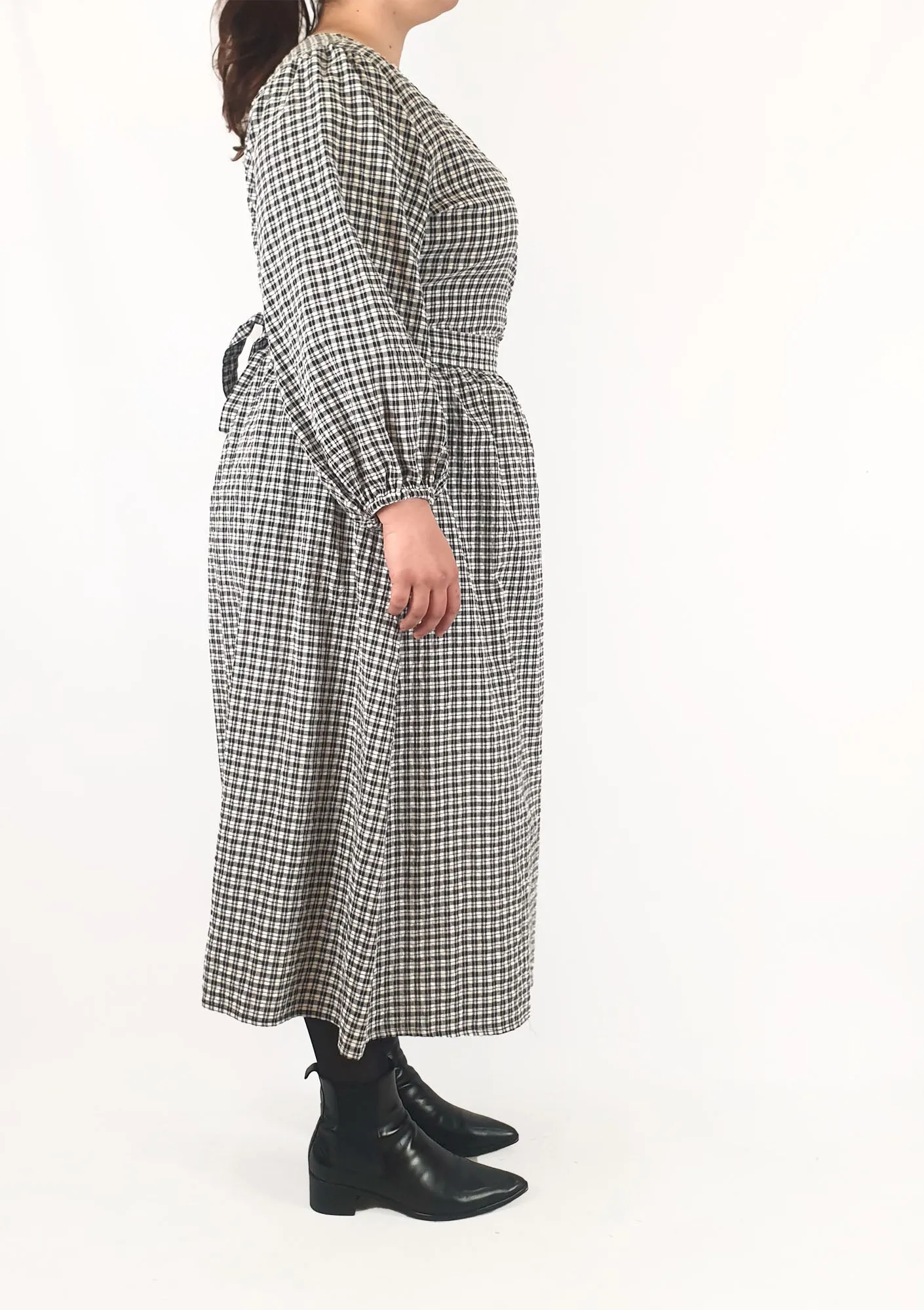 Little Party Dress black and white plaid wrap dress size 16
