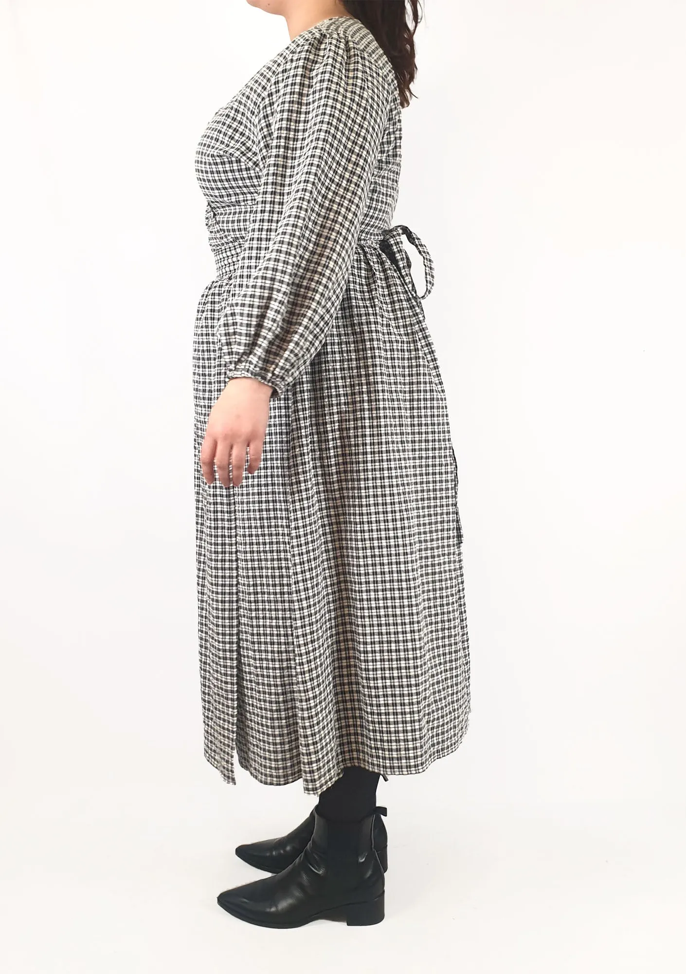 Little Party Dress black and white plaid wrap dress size 16