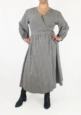 Little Party Dress black and white plaid wrap dress size 16
