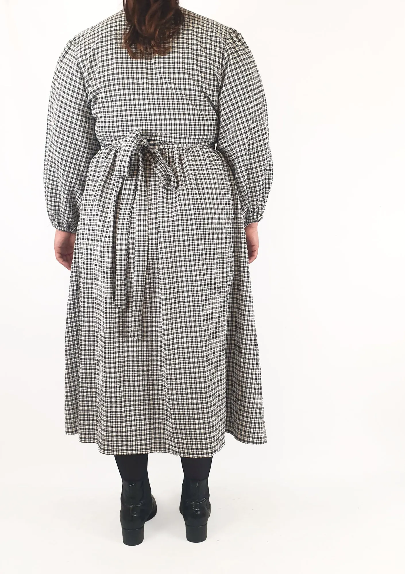 Little Party Dress black and white plaid wrap dress size 16