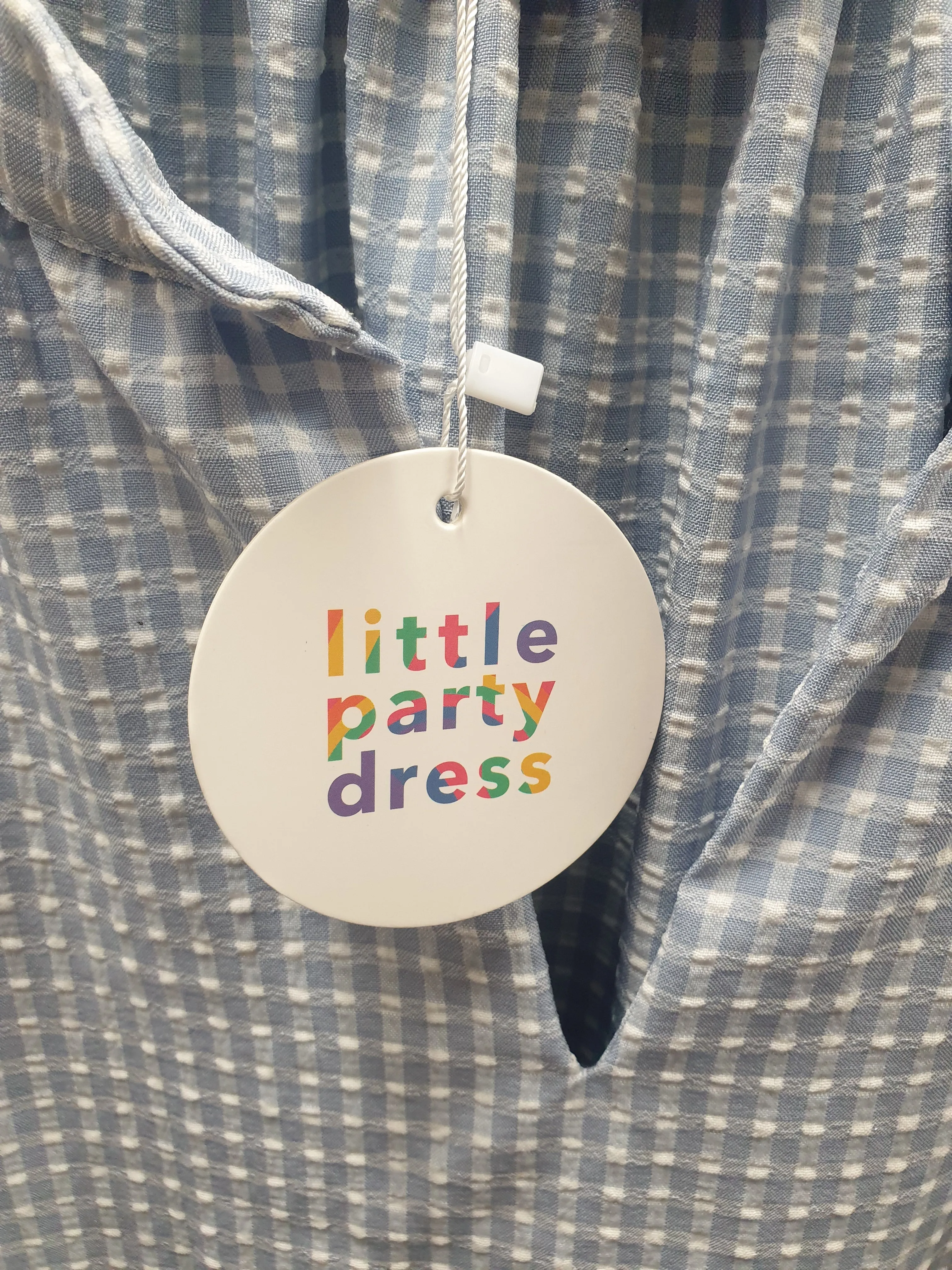Little Party Dress blue and white check print maxi dress size 26