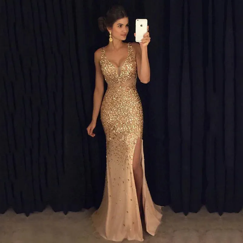 Long Evening Dresses - Sequins Elegant