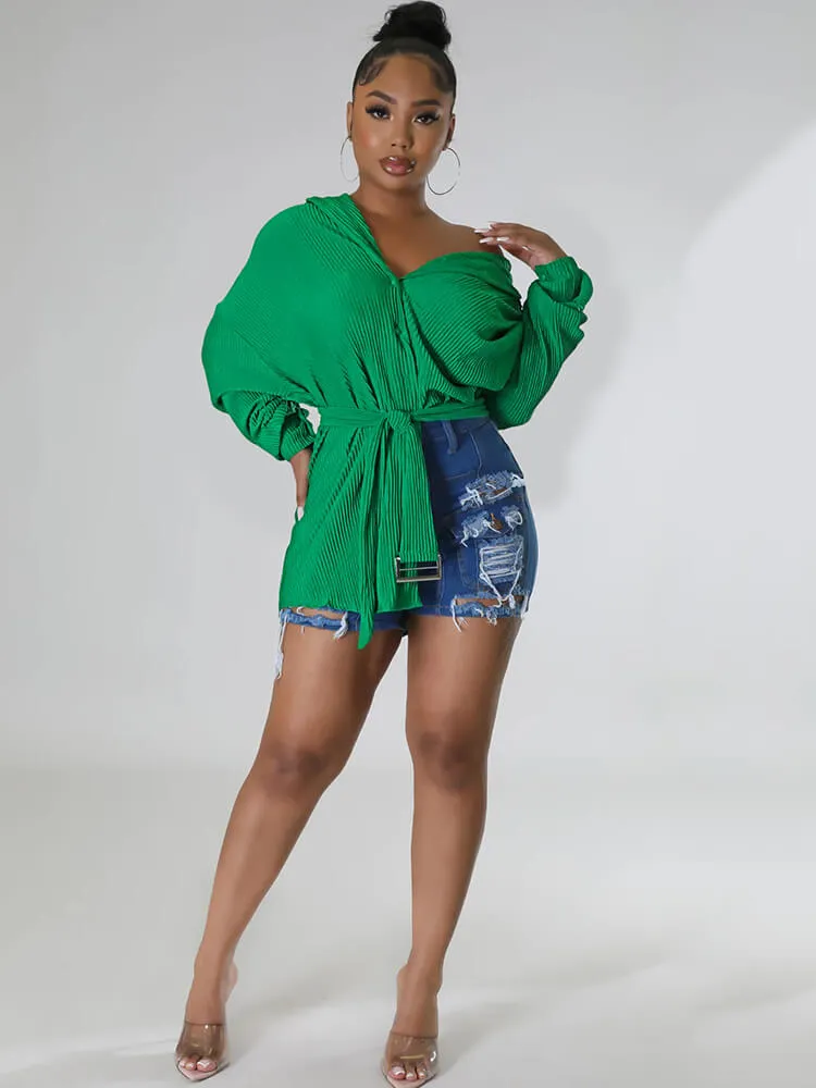 Long Sleeve Ribbed Mini Shirt Dresses