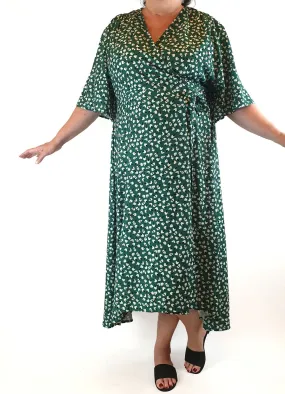 Lorraine green print wrap dress size 18