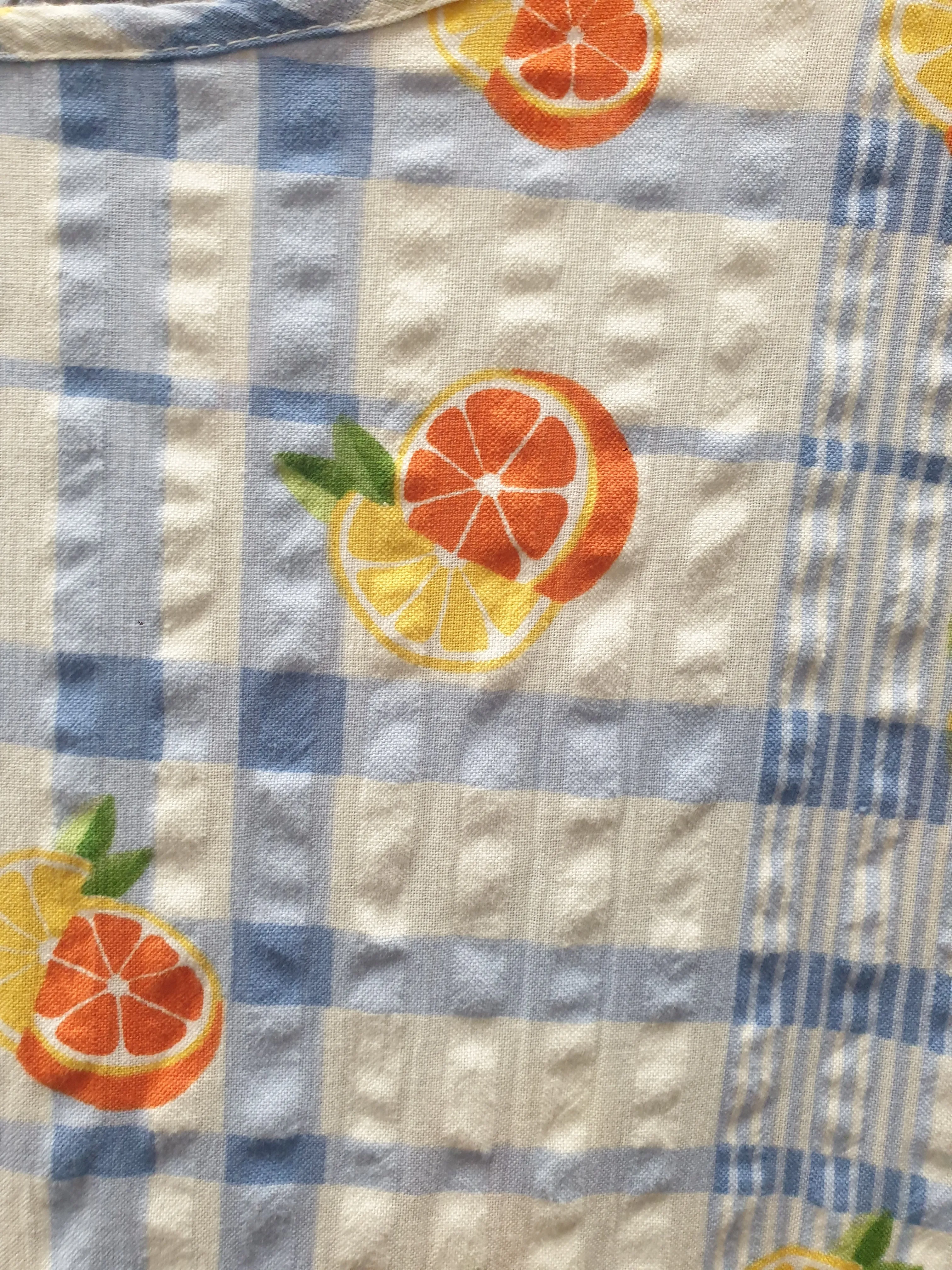 Lucy & Yak blue and white check print with oranges size UK 26