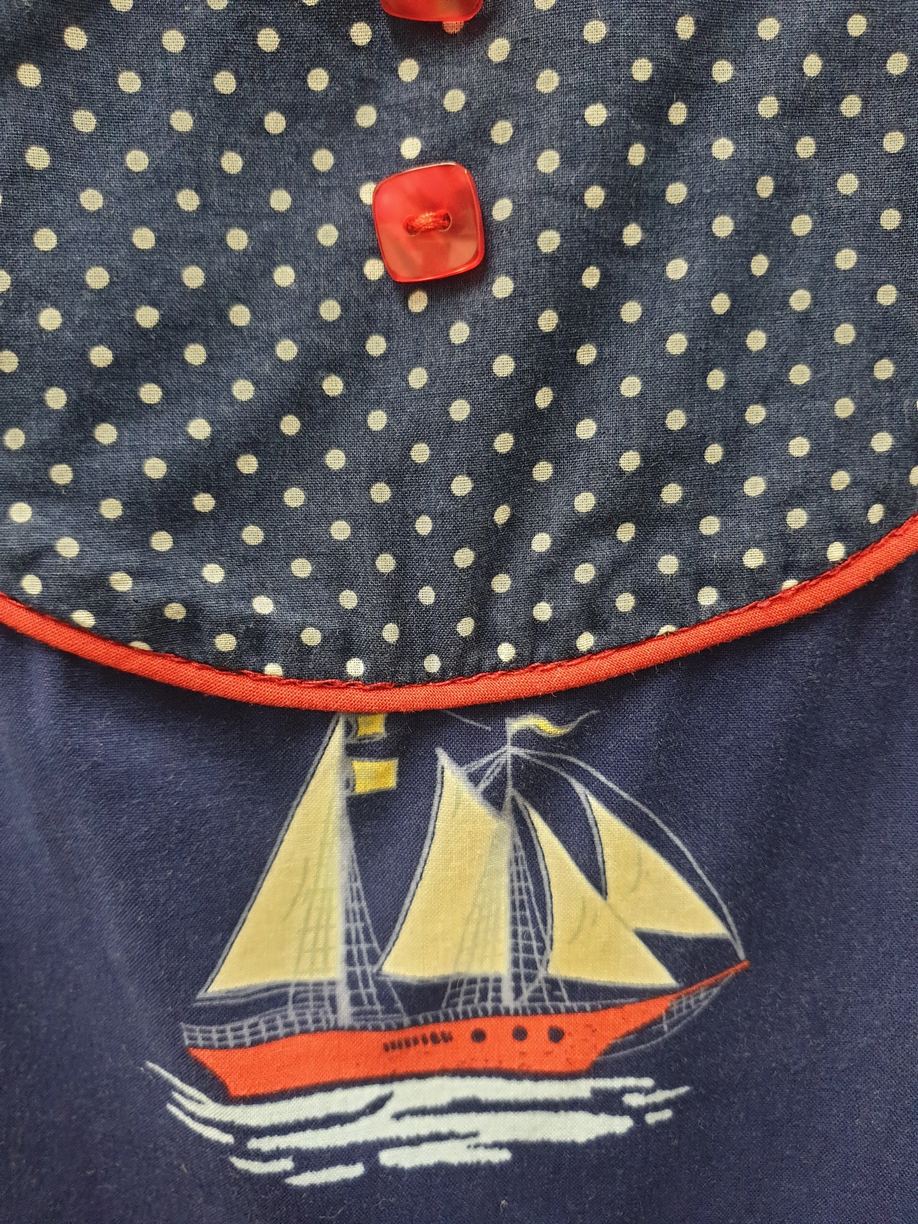 Made590 blue boat print sleeveless dress size M, best fits size 10