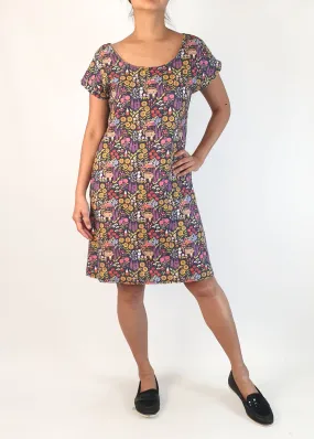 Made590 colourful gnome print cap sleeve dress size M (small fit, best fits size 10)
