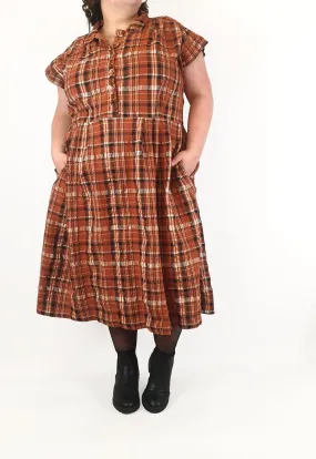 Made590 dinah brown plaid cotton dress size 4X