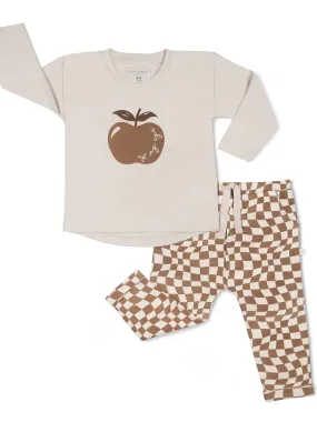 MakeMake Organics - Organic Longsleeve Tee   Pants Set in Apple Check