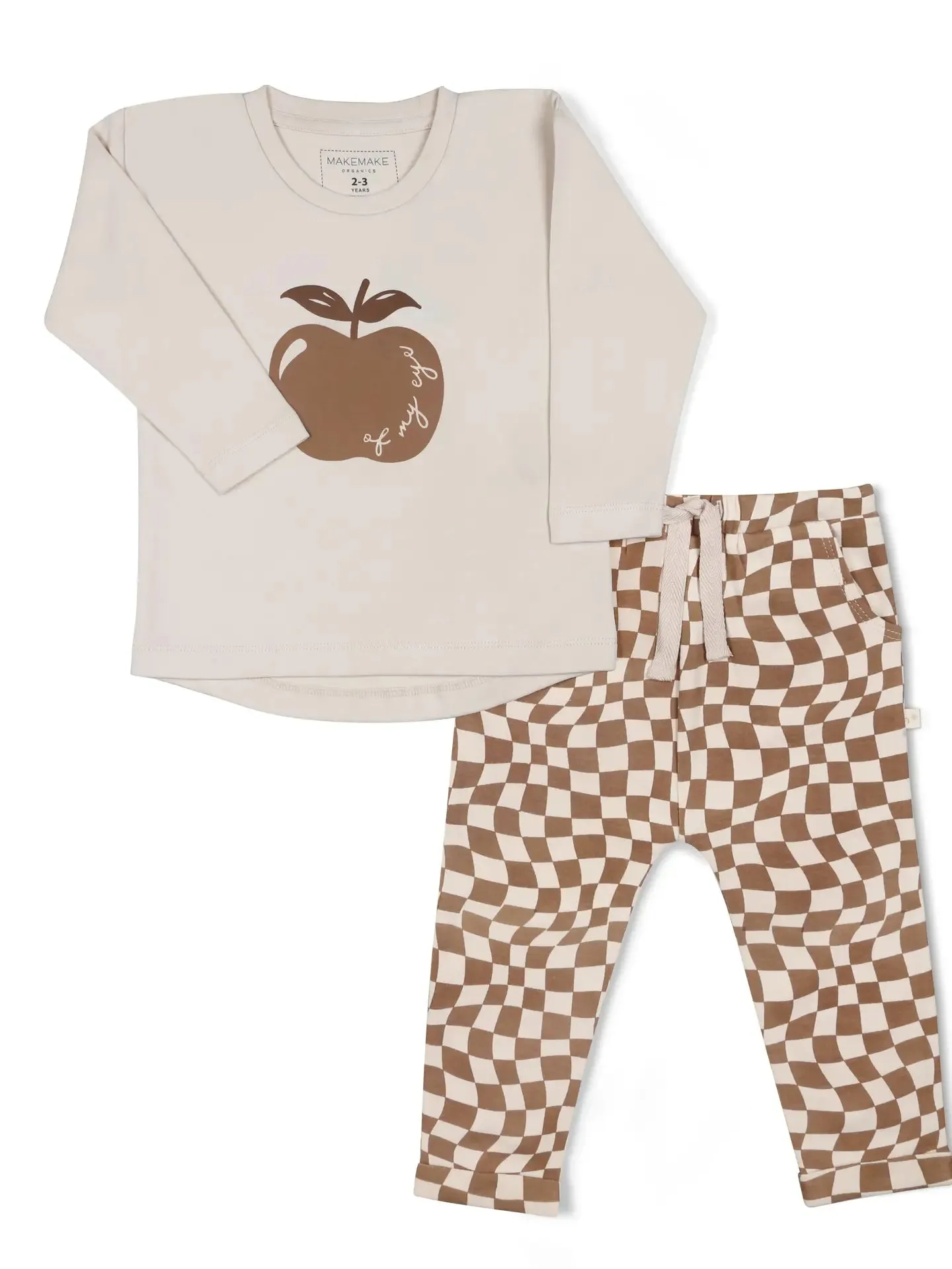 MakeMake Organics - Organic Longsleeve Tee   Pants Set in Apple Check